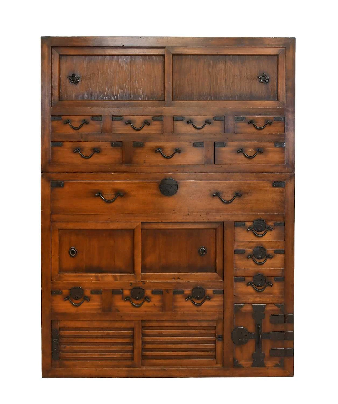 A Japanese Meiji Period Cypress Wood Sado Isho Dansuo (Cabinet of