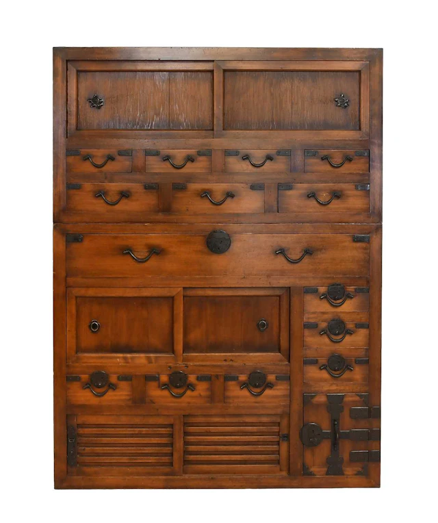 A Japanese Meiji Period Cypress Wood Sado Isho Dansuo (Cabinet of