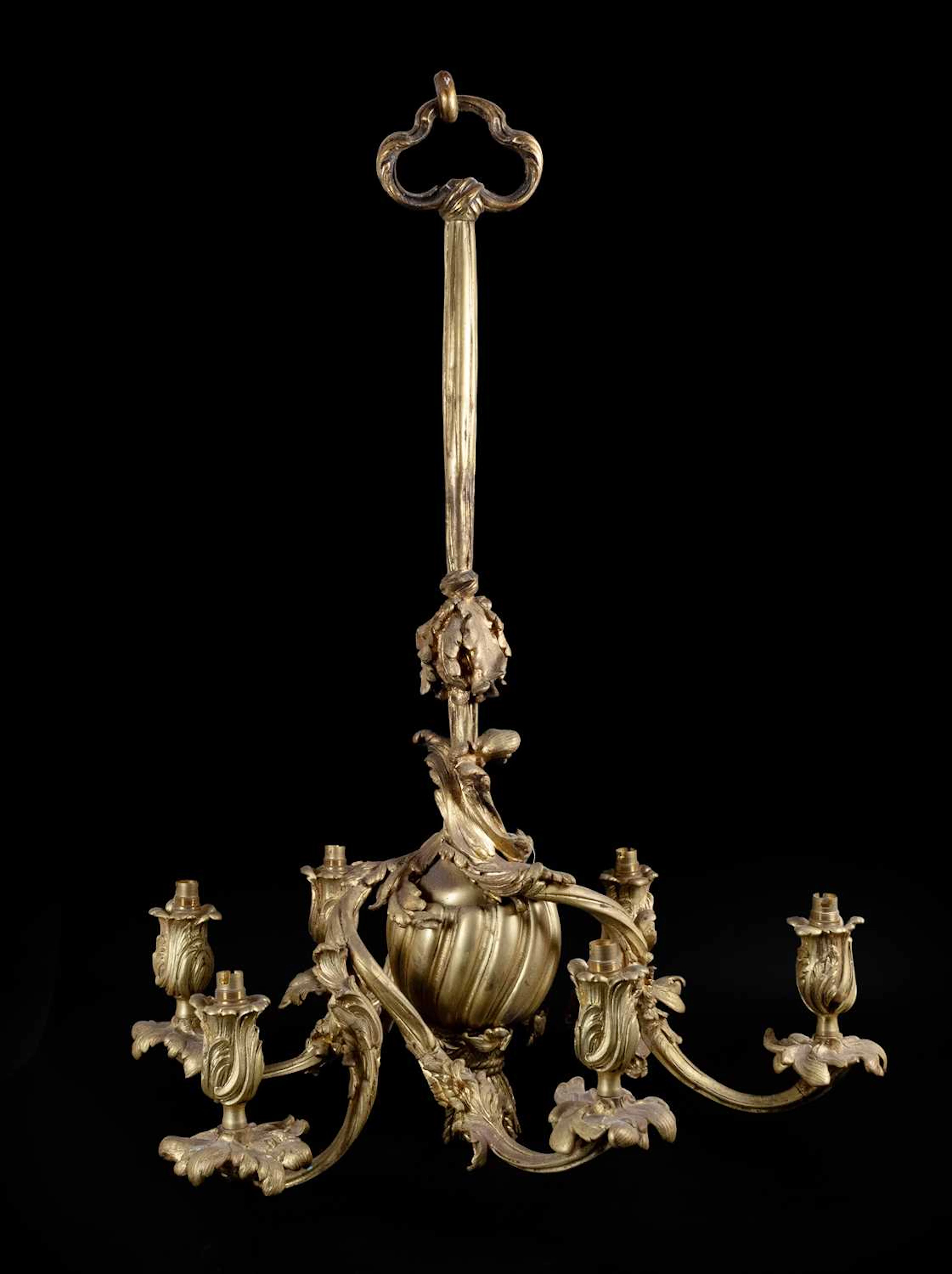 A French Neo-Rococo Bronze Six-Light Chandelier, late19th/early 20th century