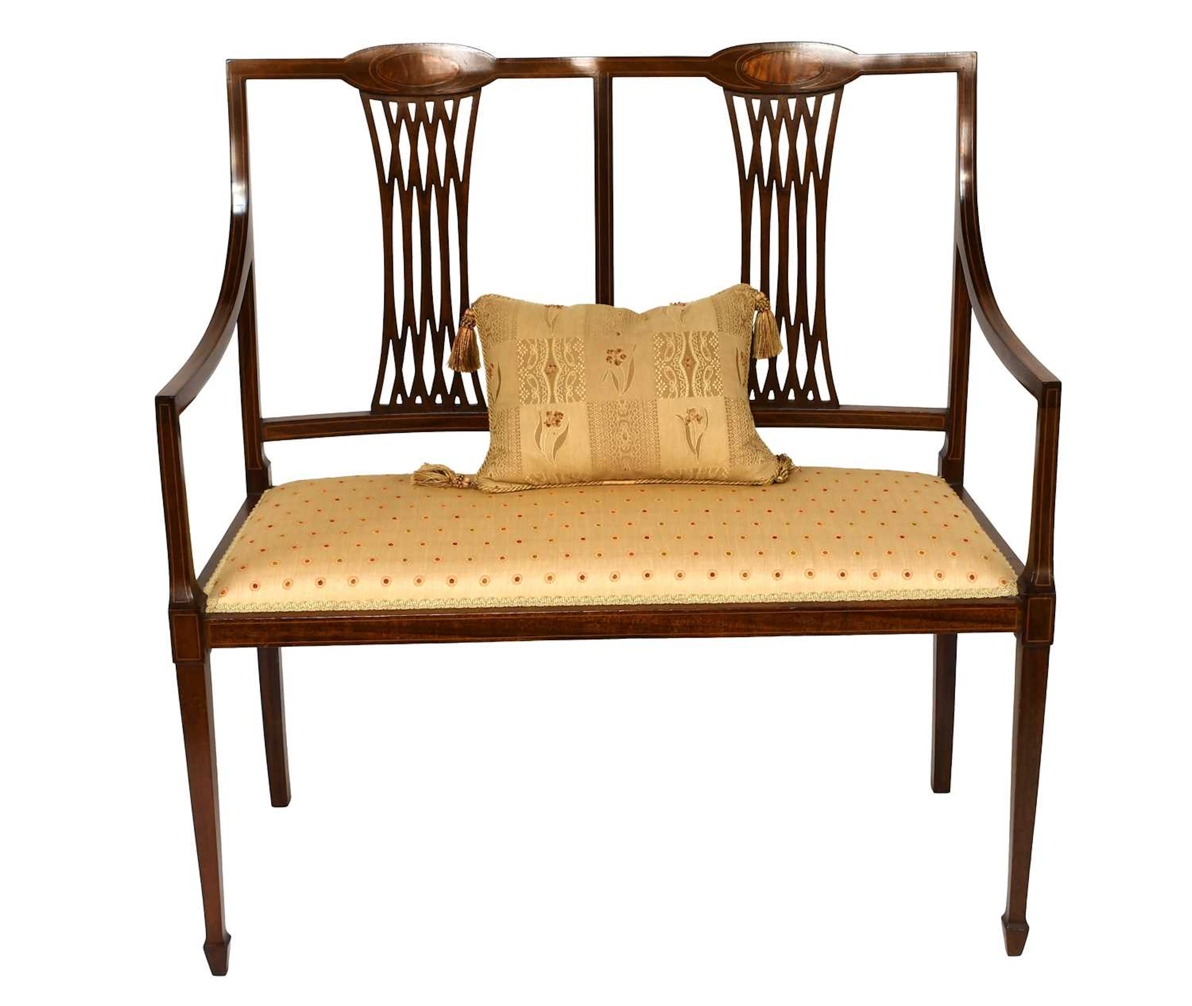 An Edwardian Inlaid Mahogany Two Seat Chair Back Settee