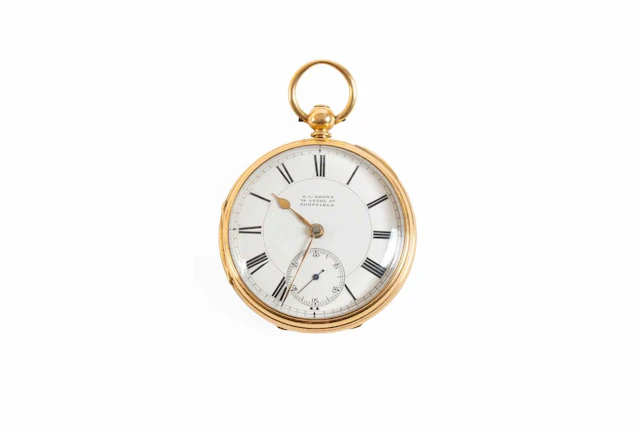 An 18 Carat Gold Open Faced Pocket Watch, signed H.L.Brown, 24 Angel