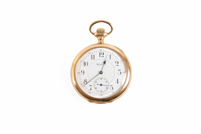 A 14 Carat Gold Open Faced Pocket Watch, signed Waltham, 1902
