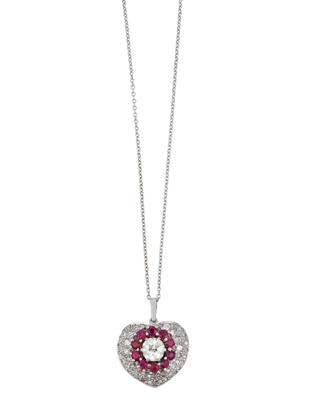 A Ruby and Diamond Pendant on Chain
