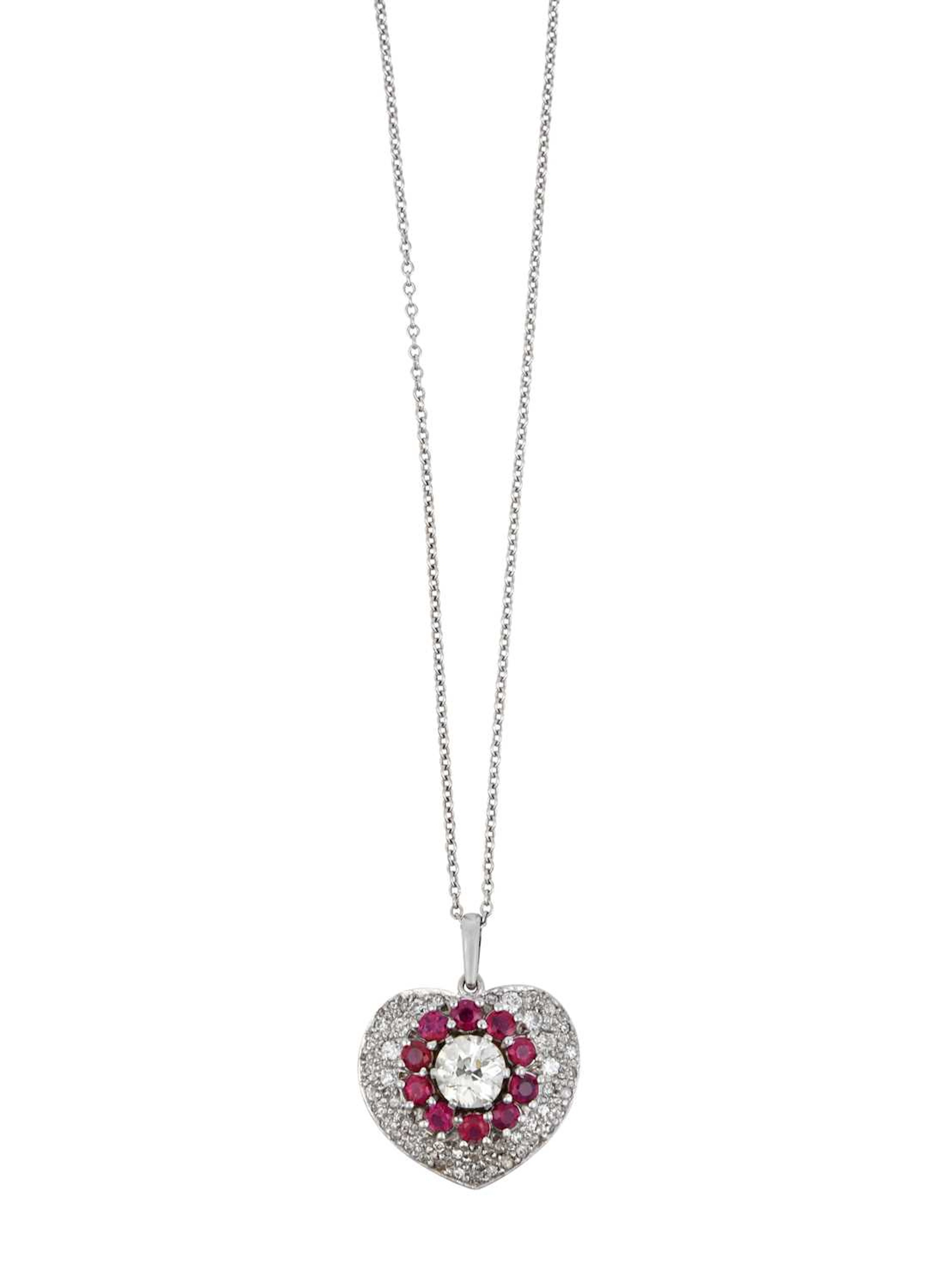A Ruby and Diamond Pendant on Chain