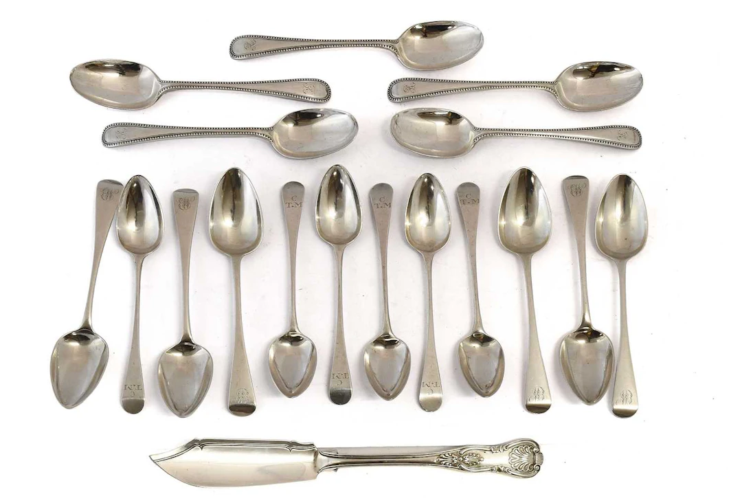 A Collection of Assorted George III and Later Silver Flatware