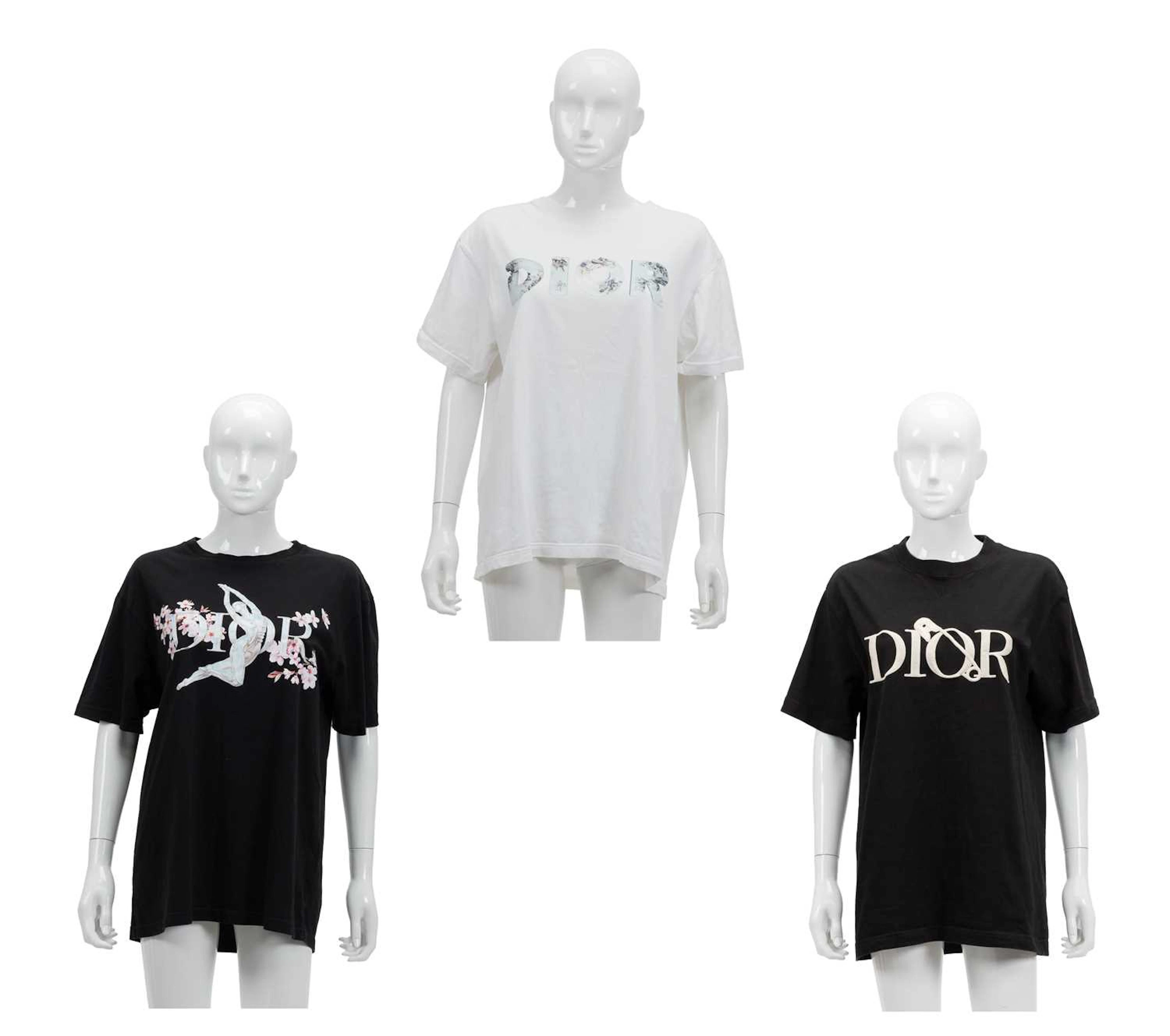 Three Dior Cotton T-Shirts, Dior x Daniel Arsham Collection, Spring/Summer