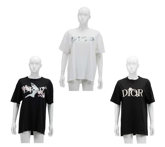 Three Dior Cotton T-Shirts, Dior x Daniel Arsham Collection, Spring/Summer