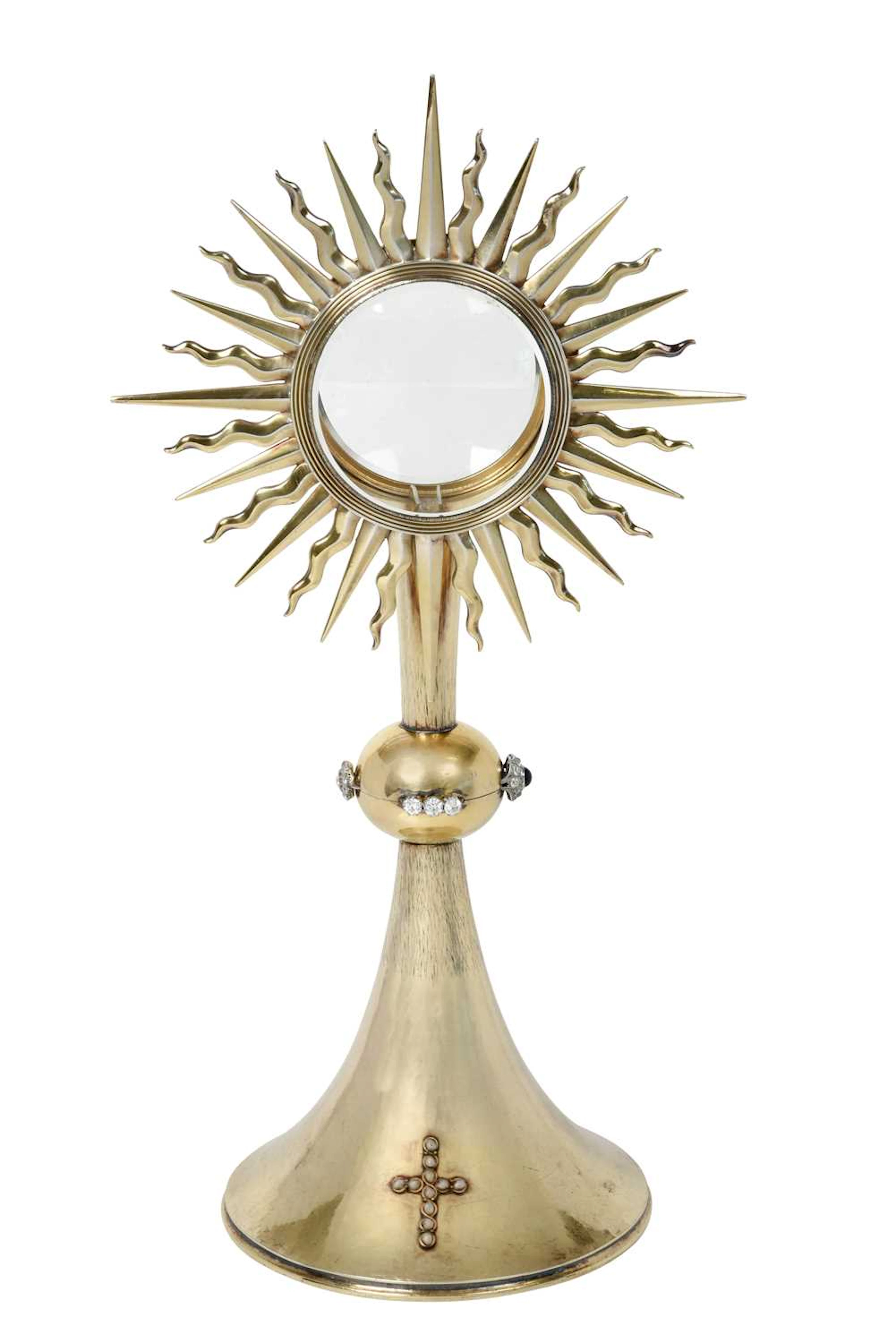 An Elizabeth II Silver-Gilt and Multi-Gem Set Monstrance by Leslie