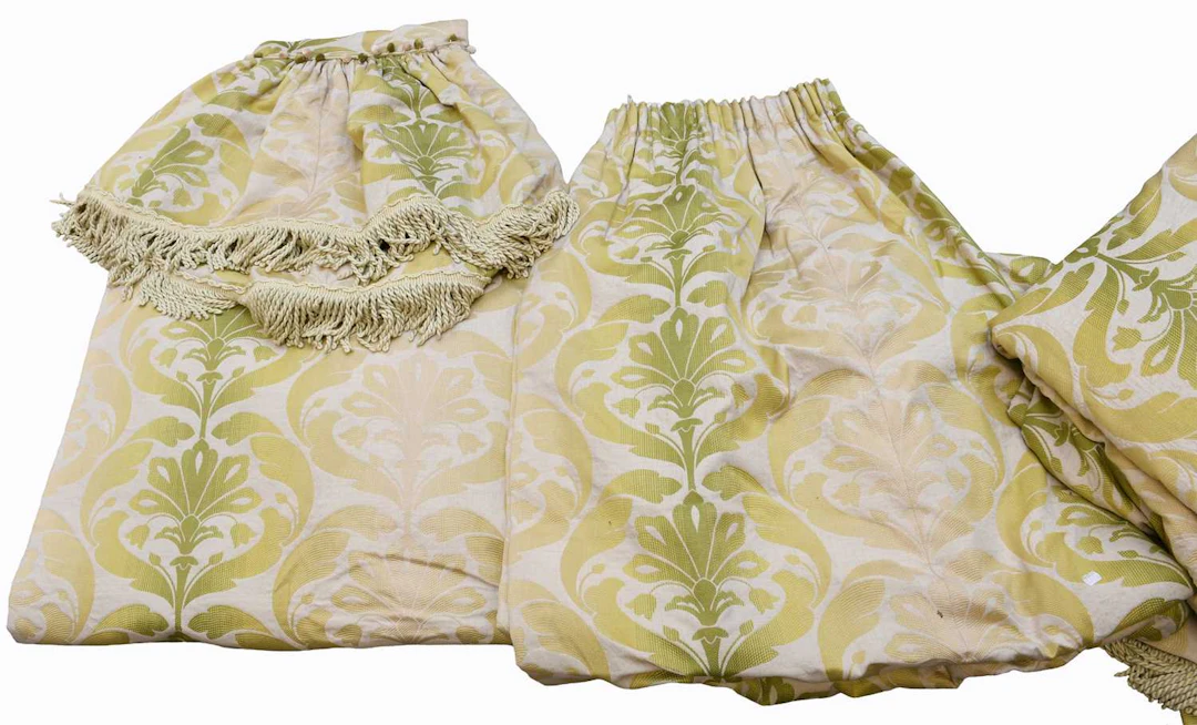 Three Pairs of Yellow and Green Curtains