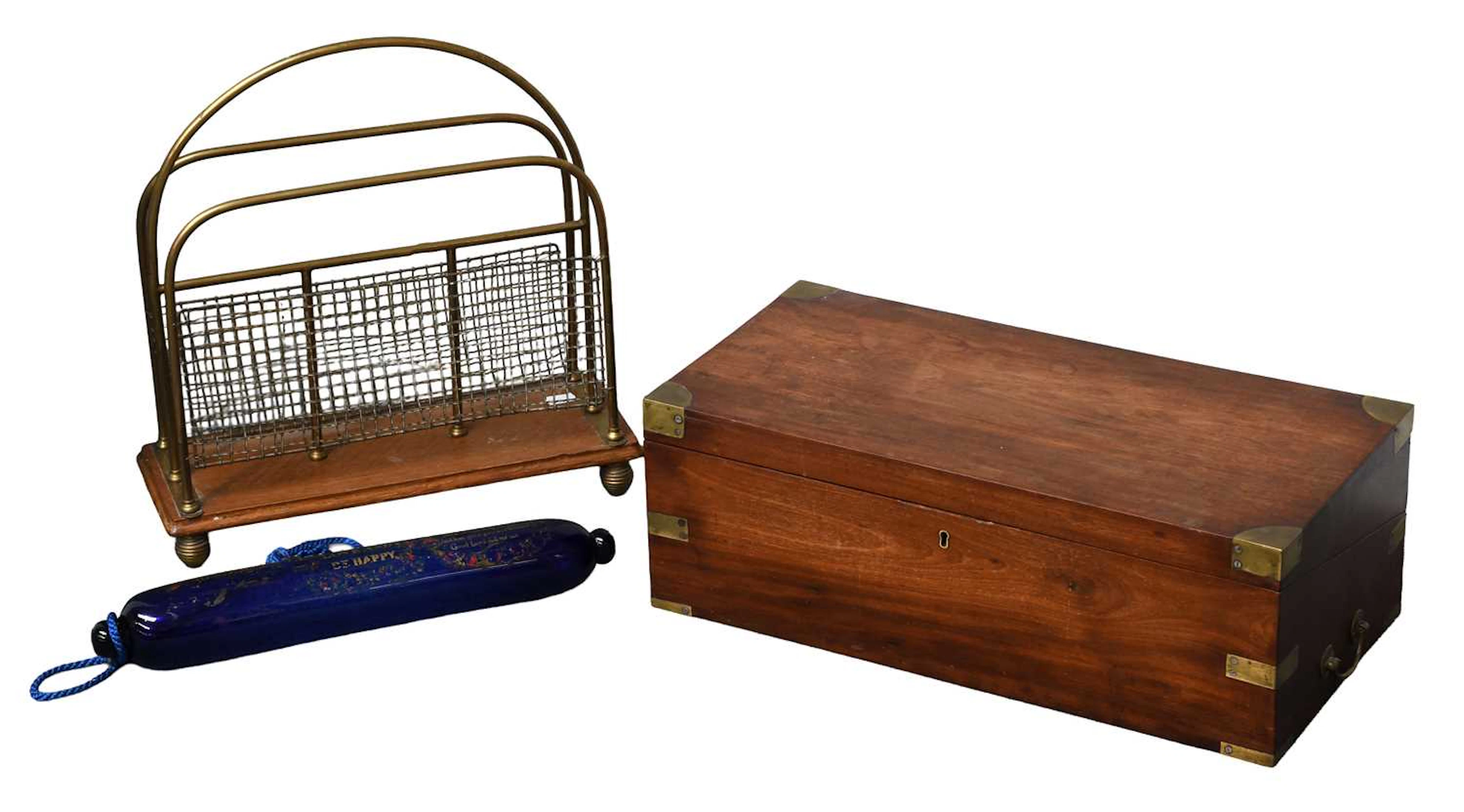 A Brass Bound Mahogany Campaign Writing Slope (locked)