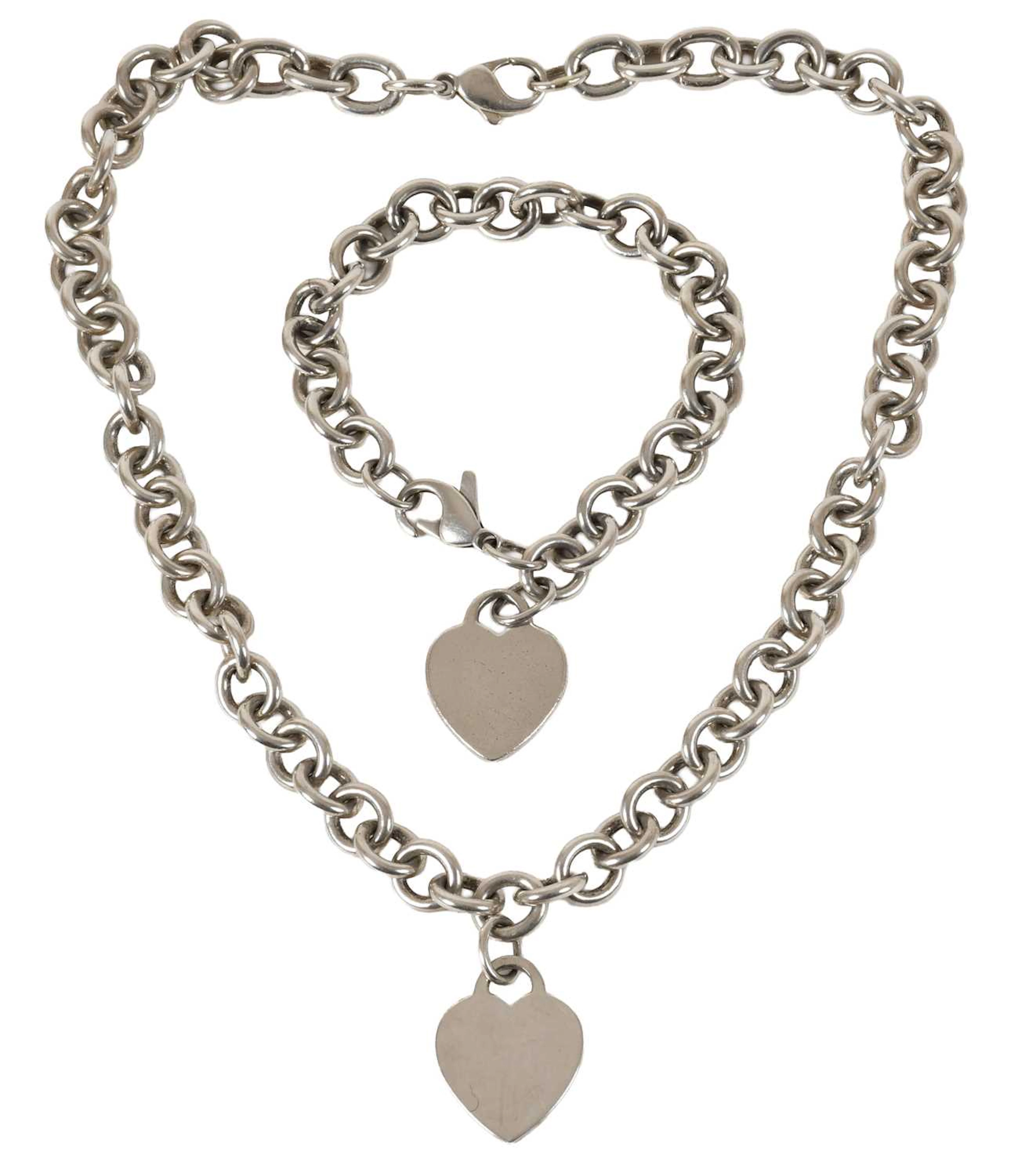 A Trace Link Necklace, by Tiffany & Co., A Matching Bracelet