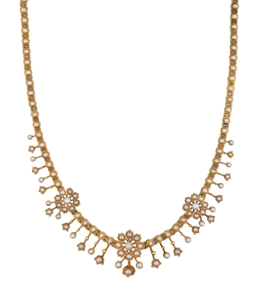 A Split Pearl Fringe Necklace, circa 1900