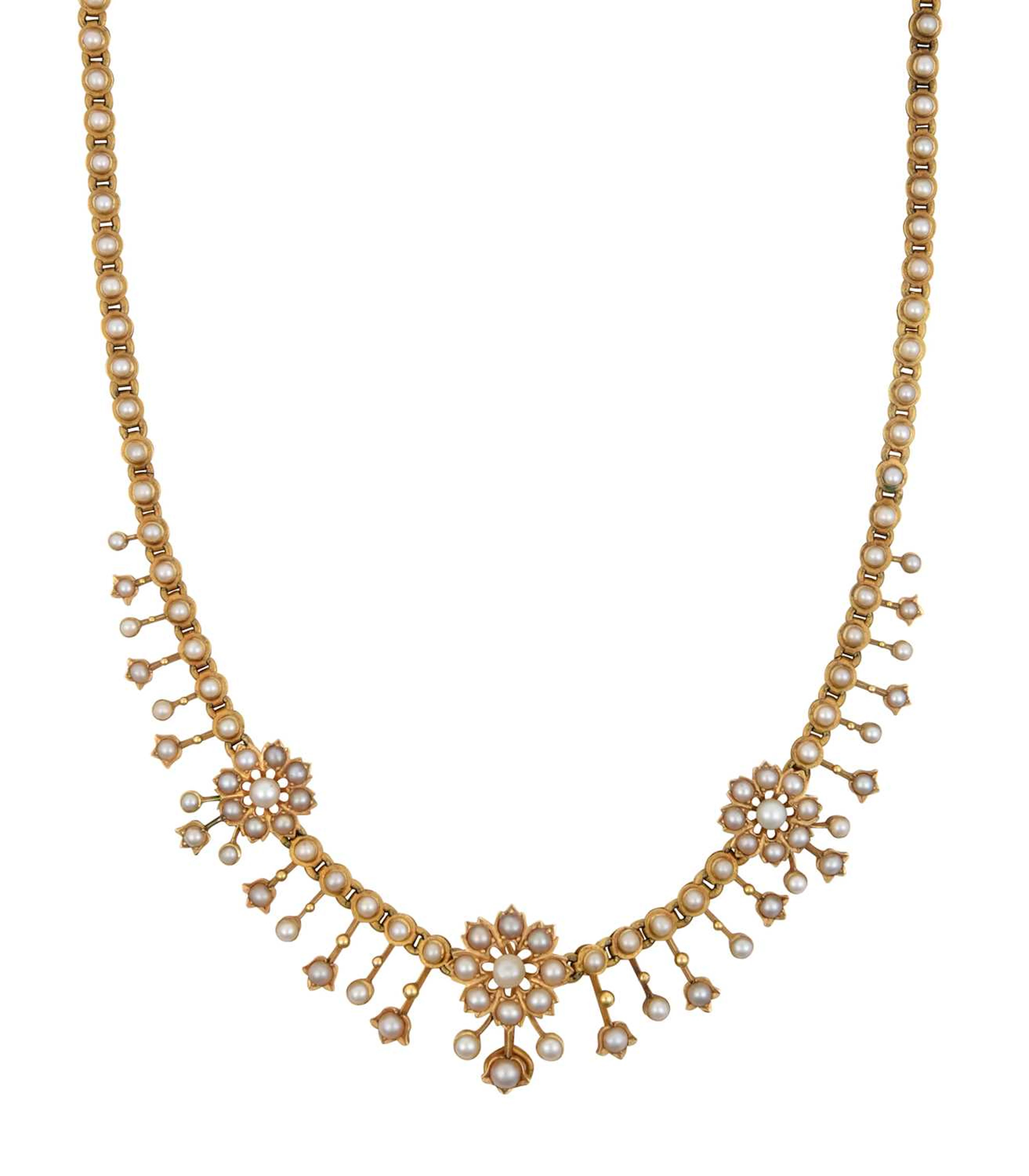 A Split Pearl Fringe Necklace, circa 1900