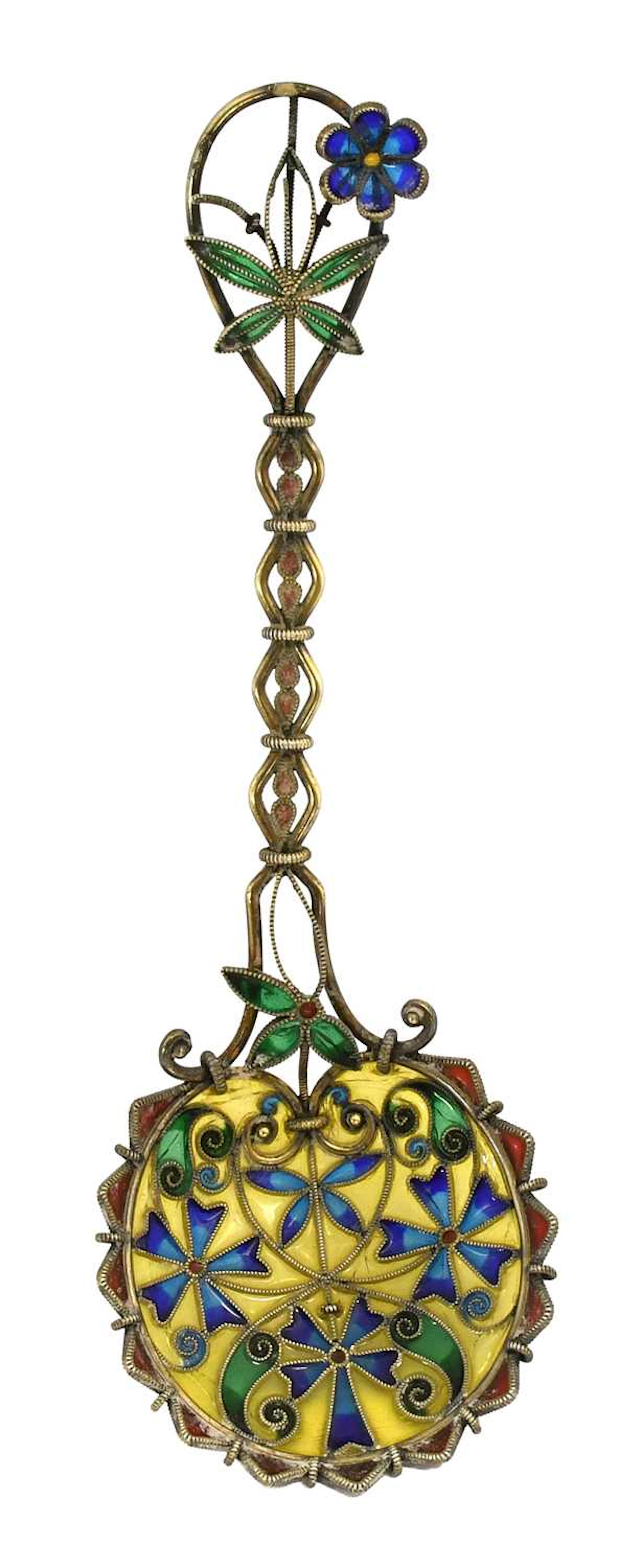 A Norwegian Silver and Enamel Plique-a-Jour Spoon, Probably by David