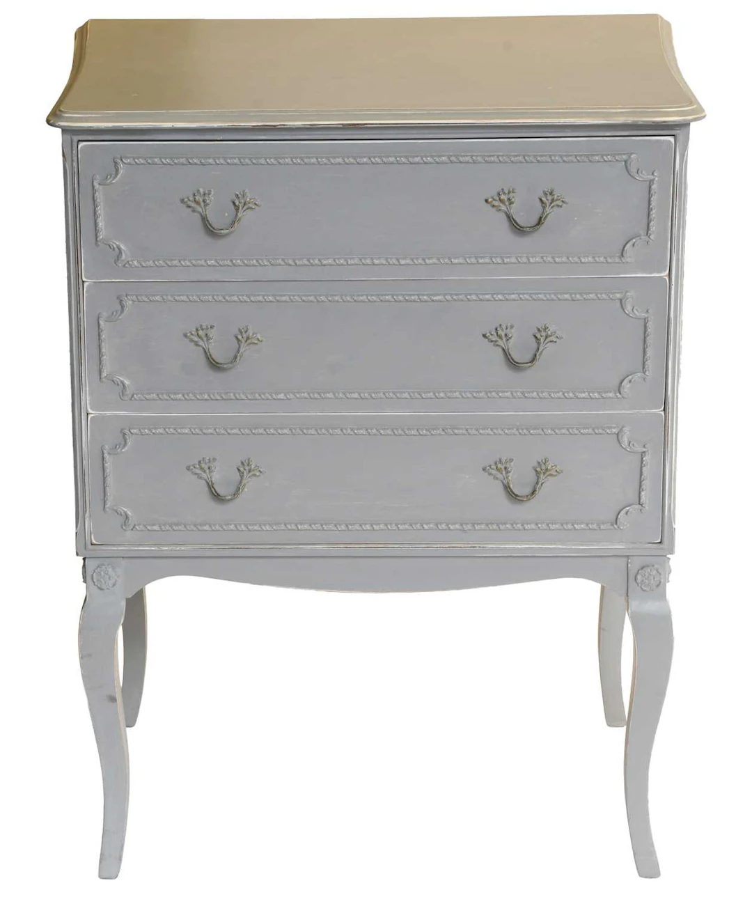 A Grey Painted Three Height Chest, 20th Century