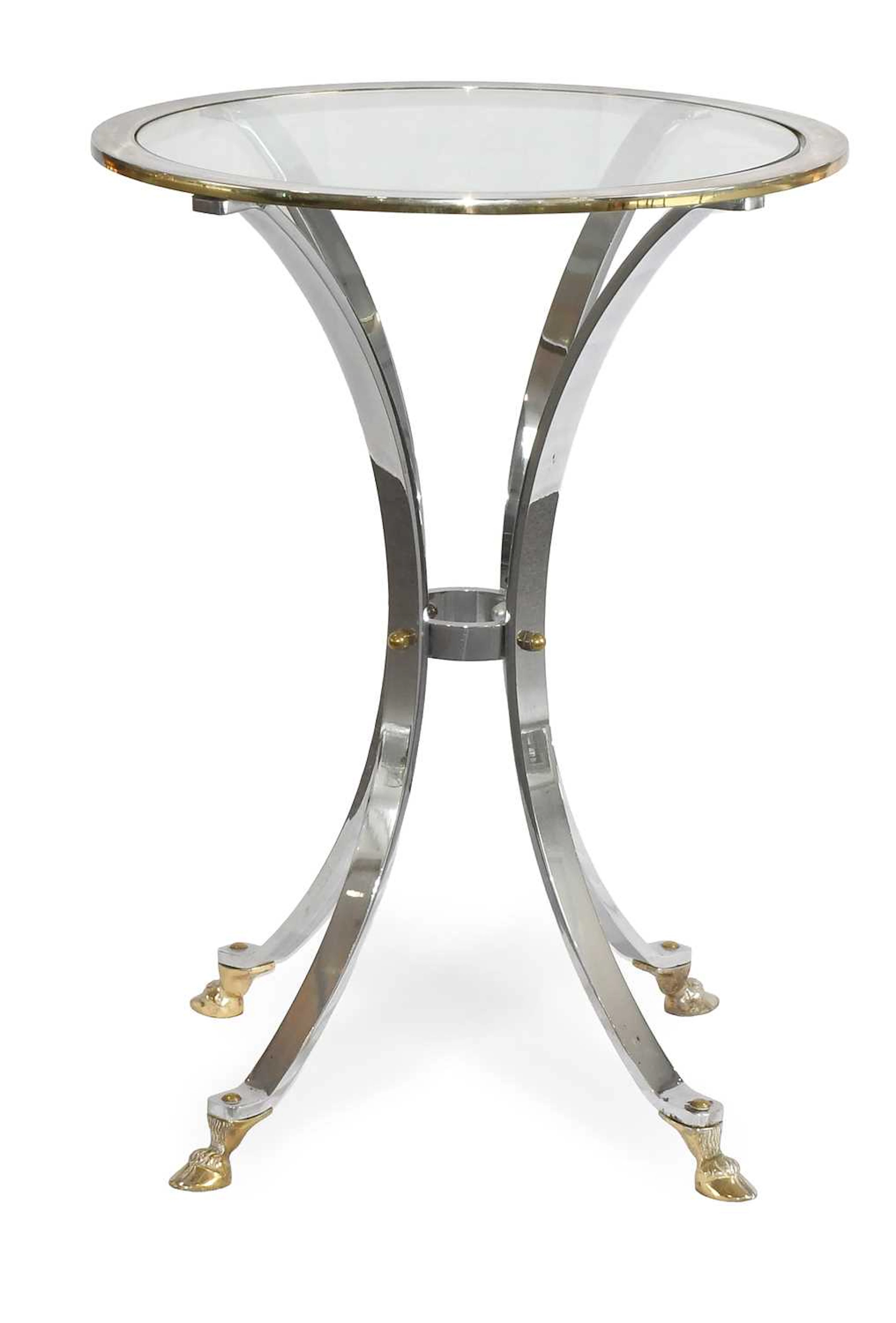 A 1970s French Chrome, Brass and Glass Circular Table
