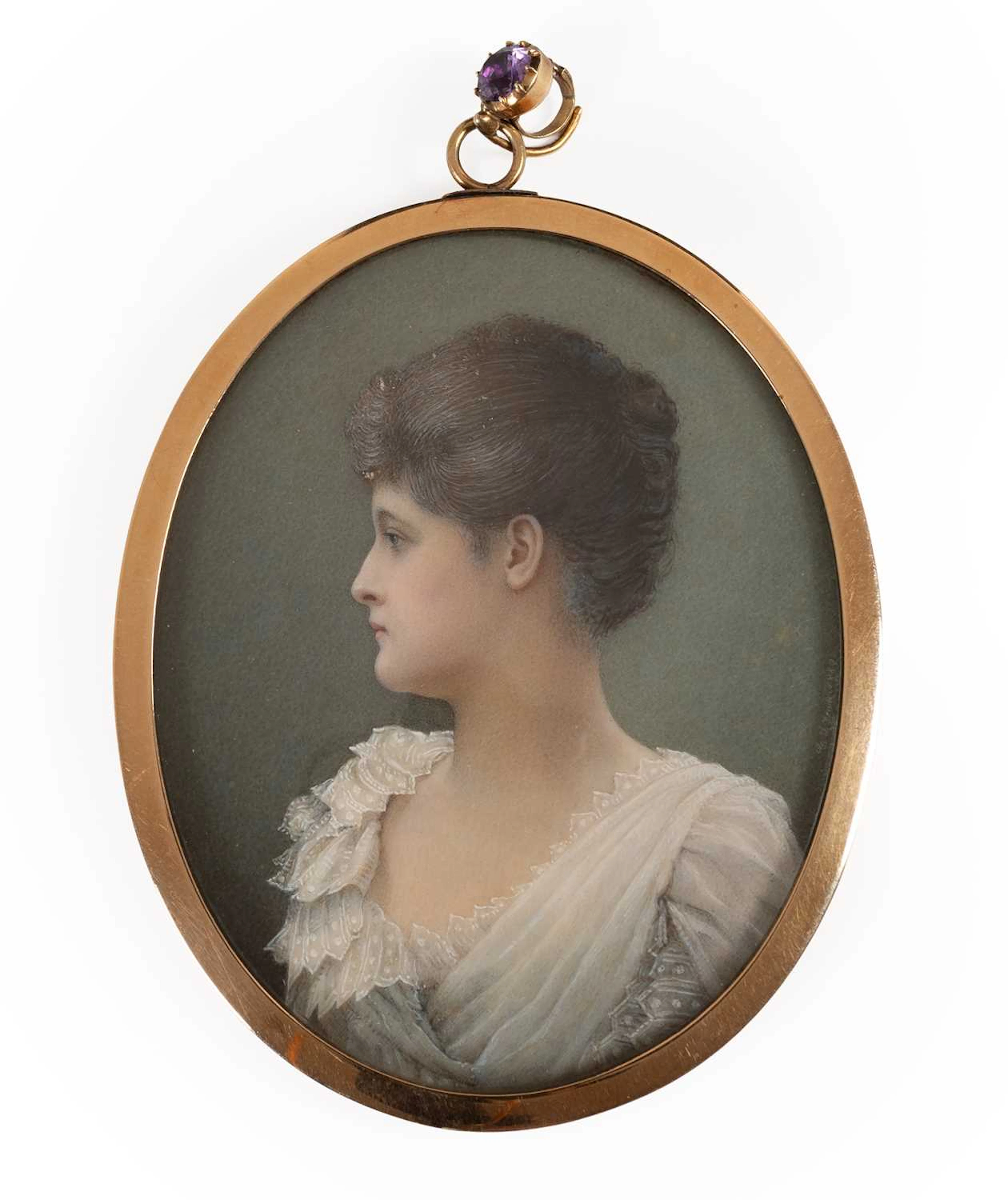 English School, dated 1889, Miniature Portrait of Mabel Blanche Grenfell