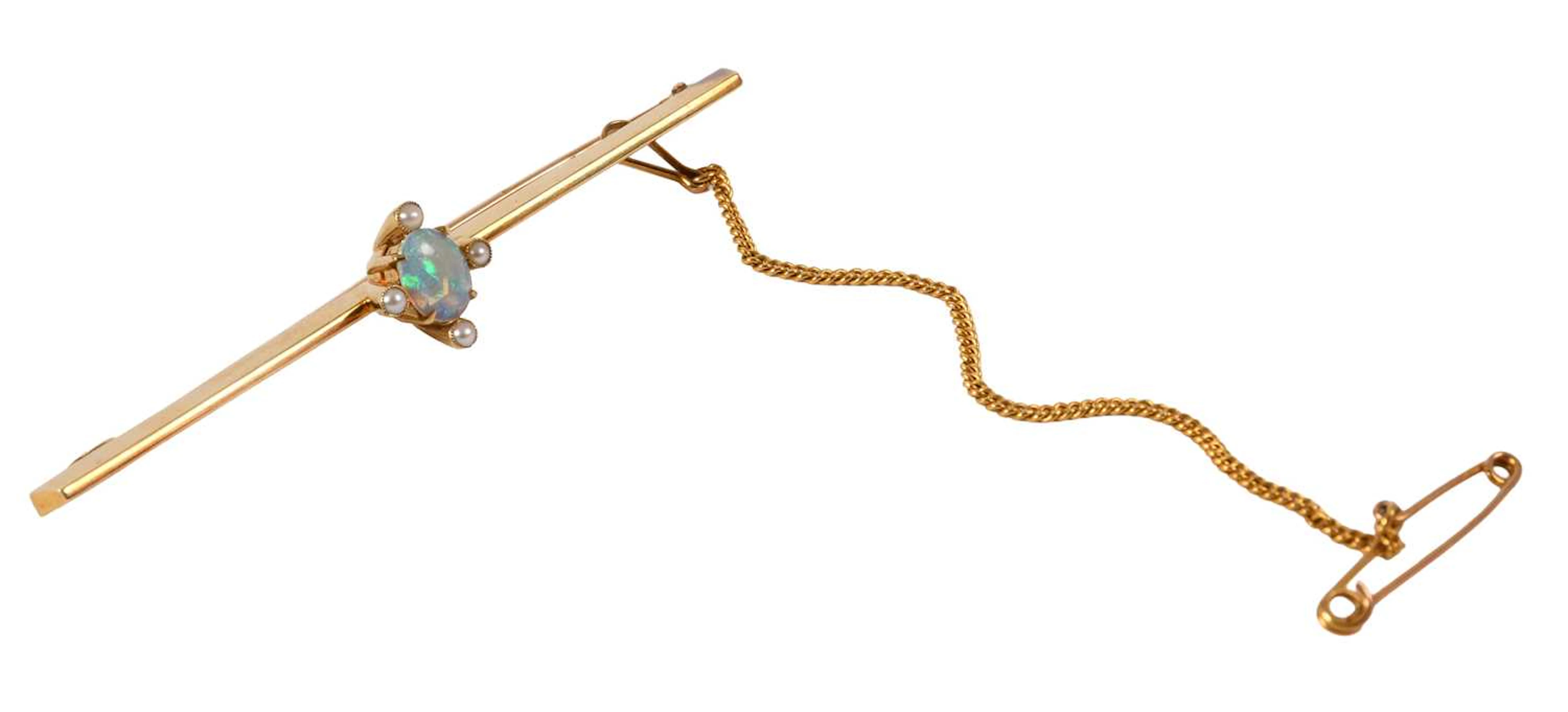 An Opal and Split Pearl Brooch