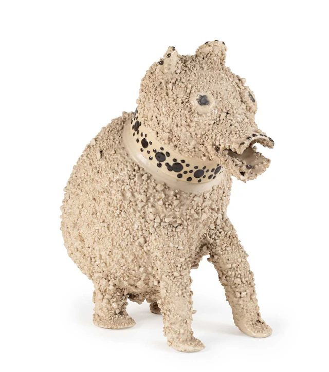 A Staffordshire White Salt-Glazed Stoneware Bear Jug and Cover, circa 1760