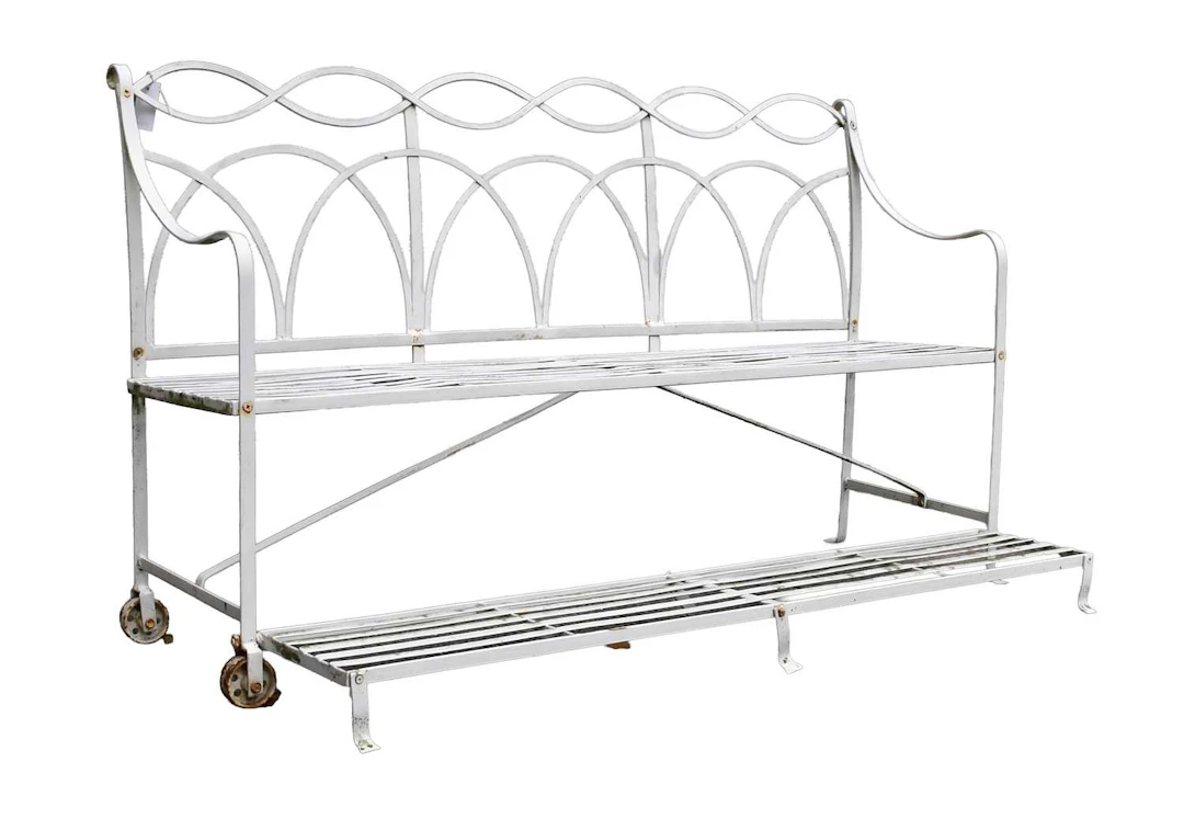A 19th Century White Painted Wrought Iron "Hospital" Bench