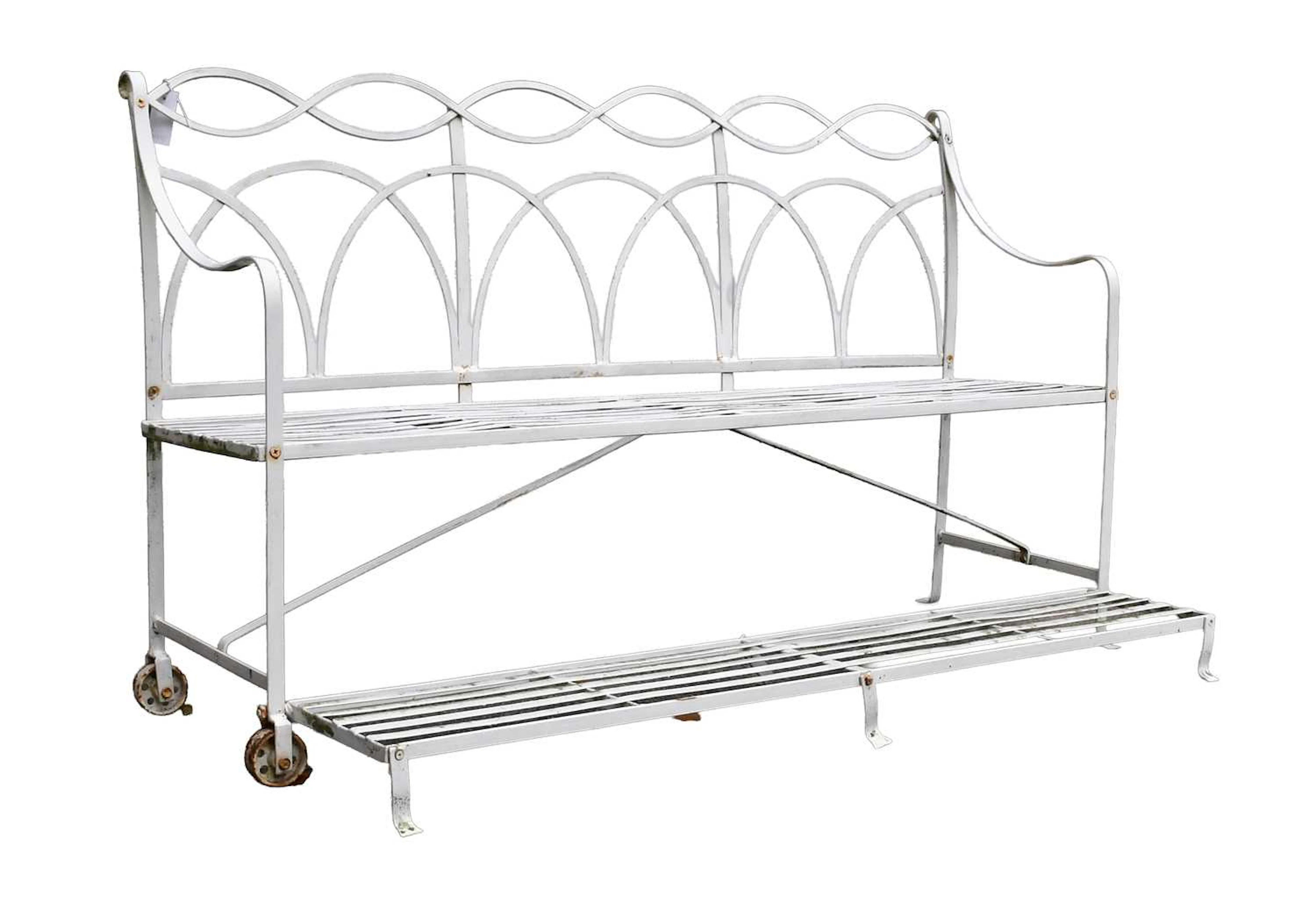 A 19th Century White Painted Wrought Iron "Hospital" Bench