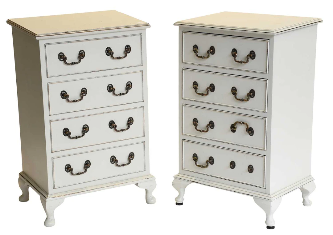 A Pair of Modern Cream Painted Four-Drawer Bedside Chests