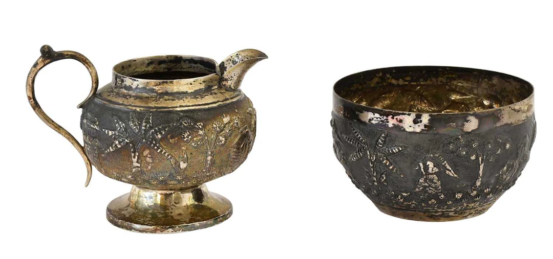 An Indian Silver Cream-Jug and Sugar-Bowl, Each Apparently Unmarked