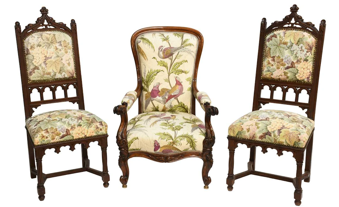 A Victorian Carved Rosewood Spoonback Armchair