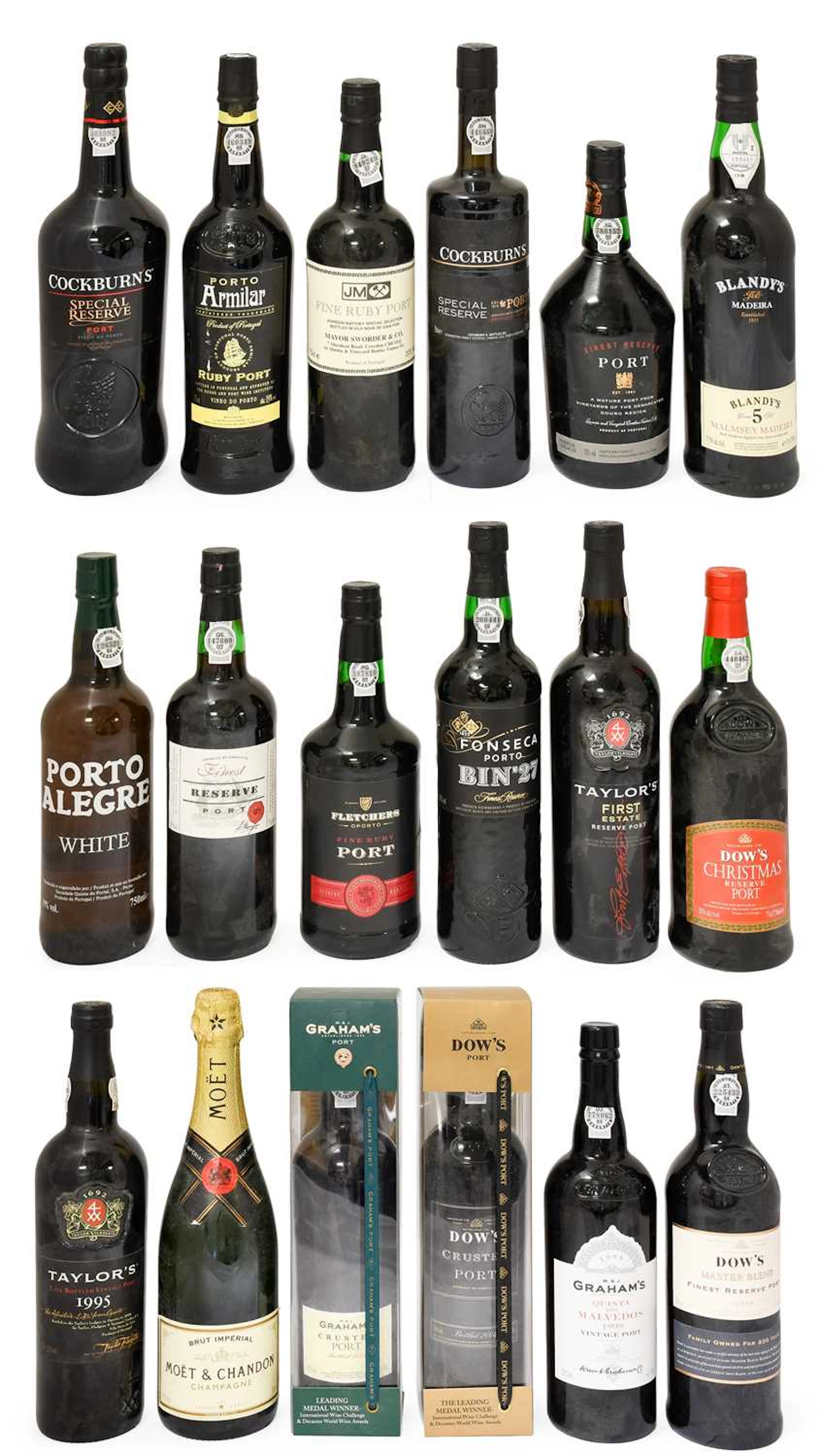 Port:, Blandy's 5 Year Old Malmsey Madeira, Moët & Chandon NV Brut Champagne
