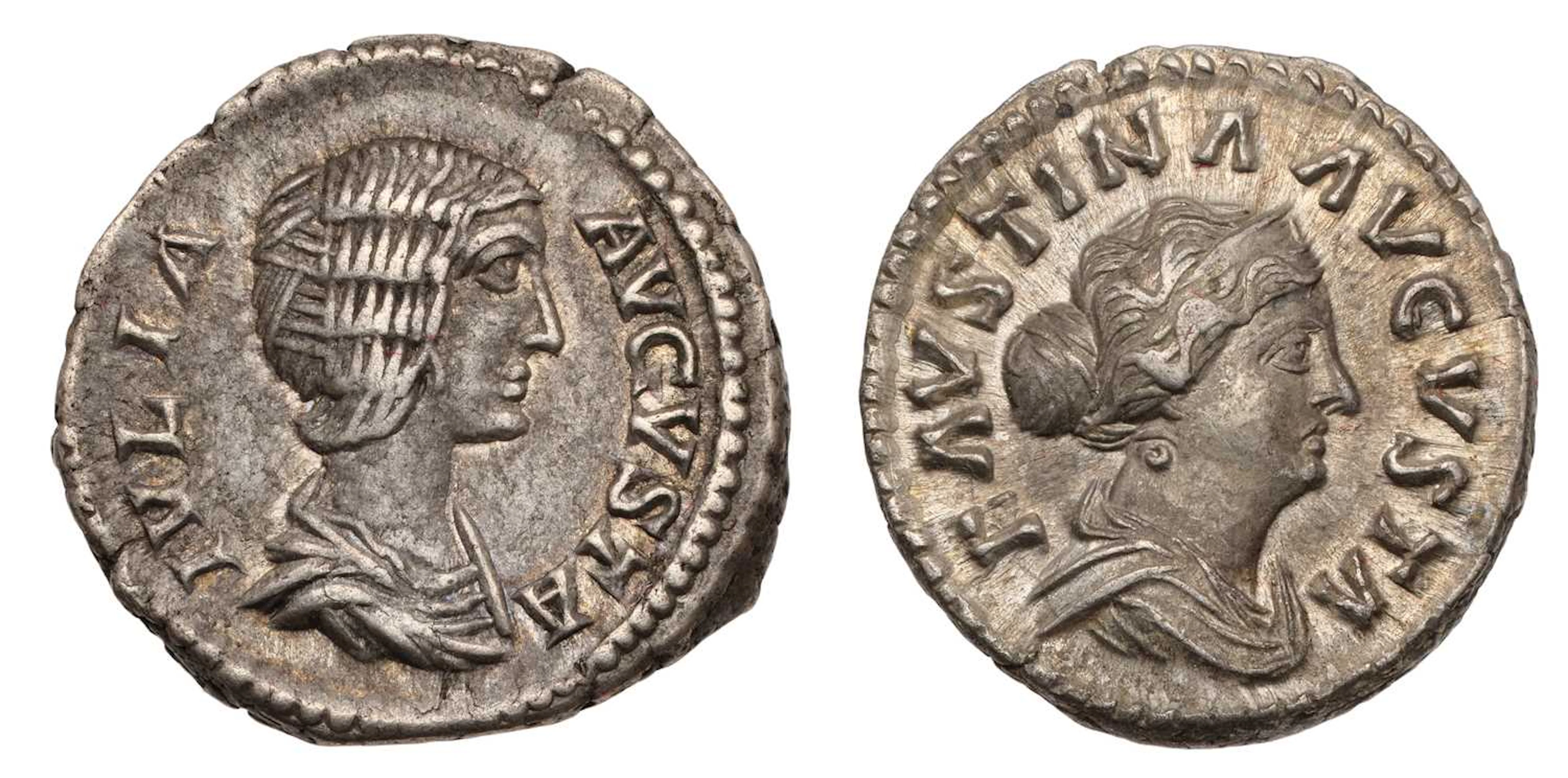 Roman Imperial, Faustina Junior Denarius, Julia Domna denarius