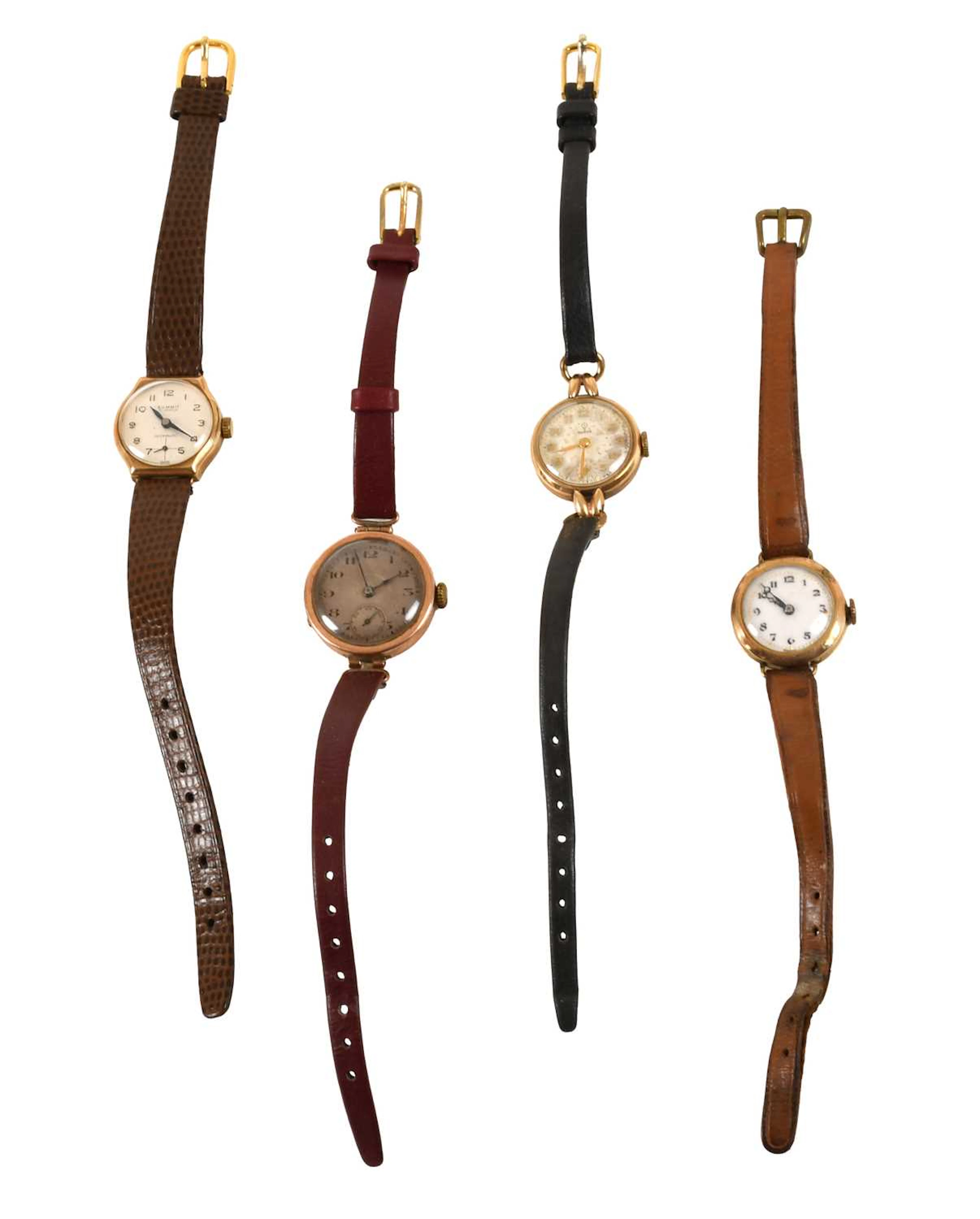 Four Lady's 9 Carat Gold Wristwatches
