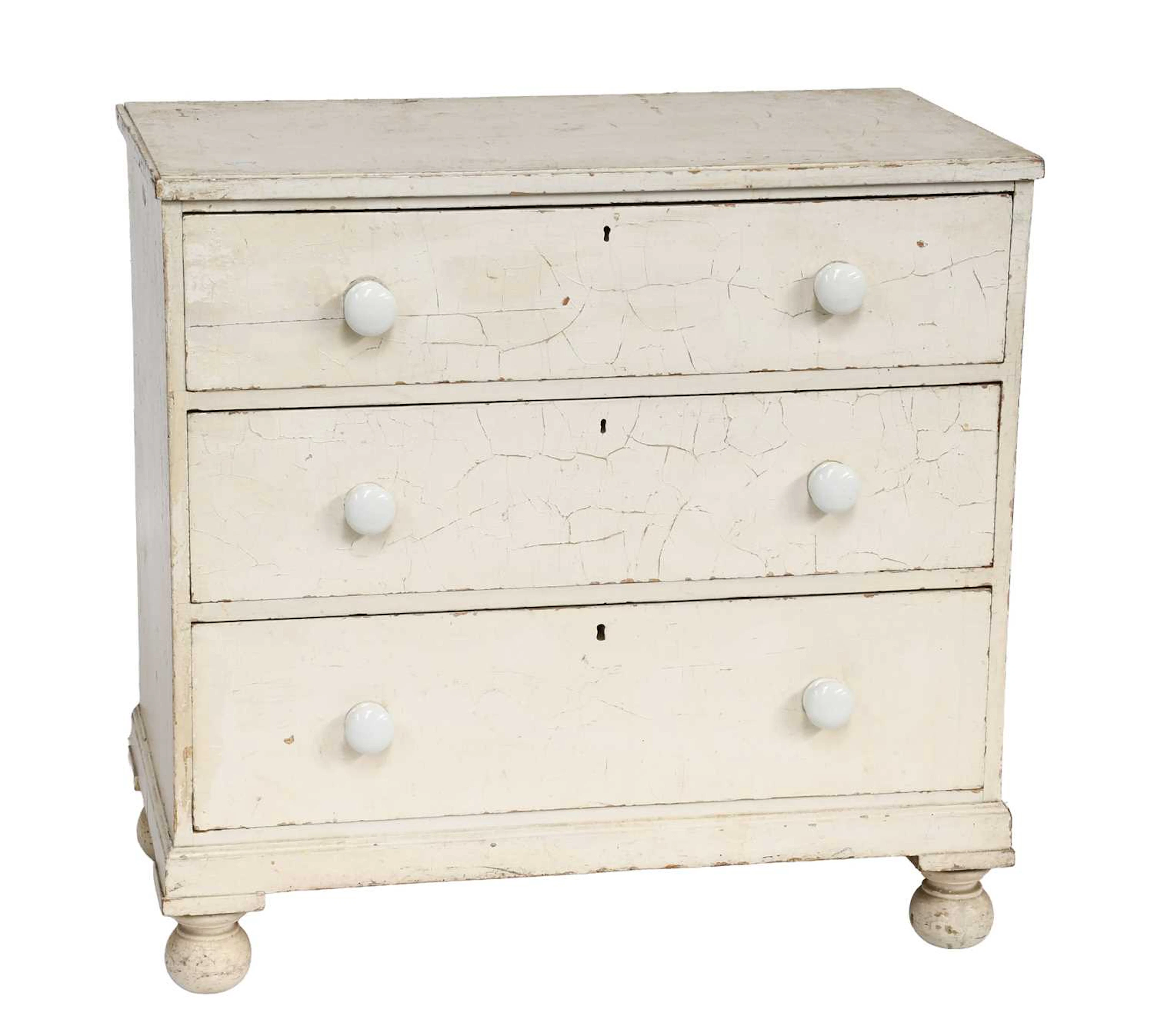 A Victorian Painted Three-Drawer Chest