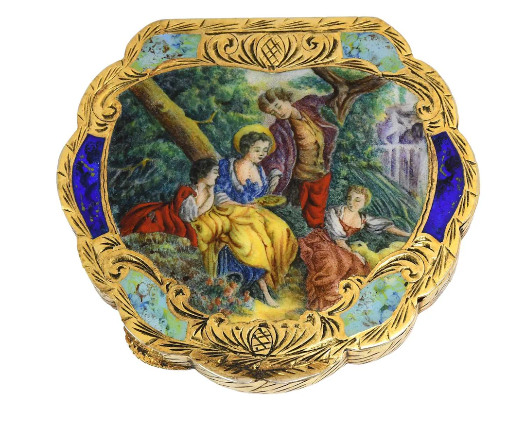 A Continental Silver-Gilt and Enamel Compact, Stamped '800', Perhaps Italian