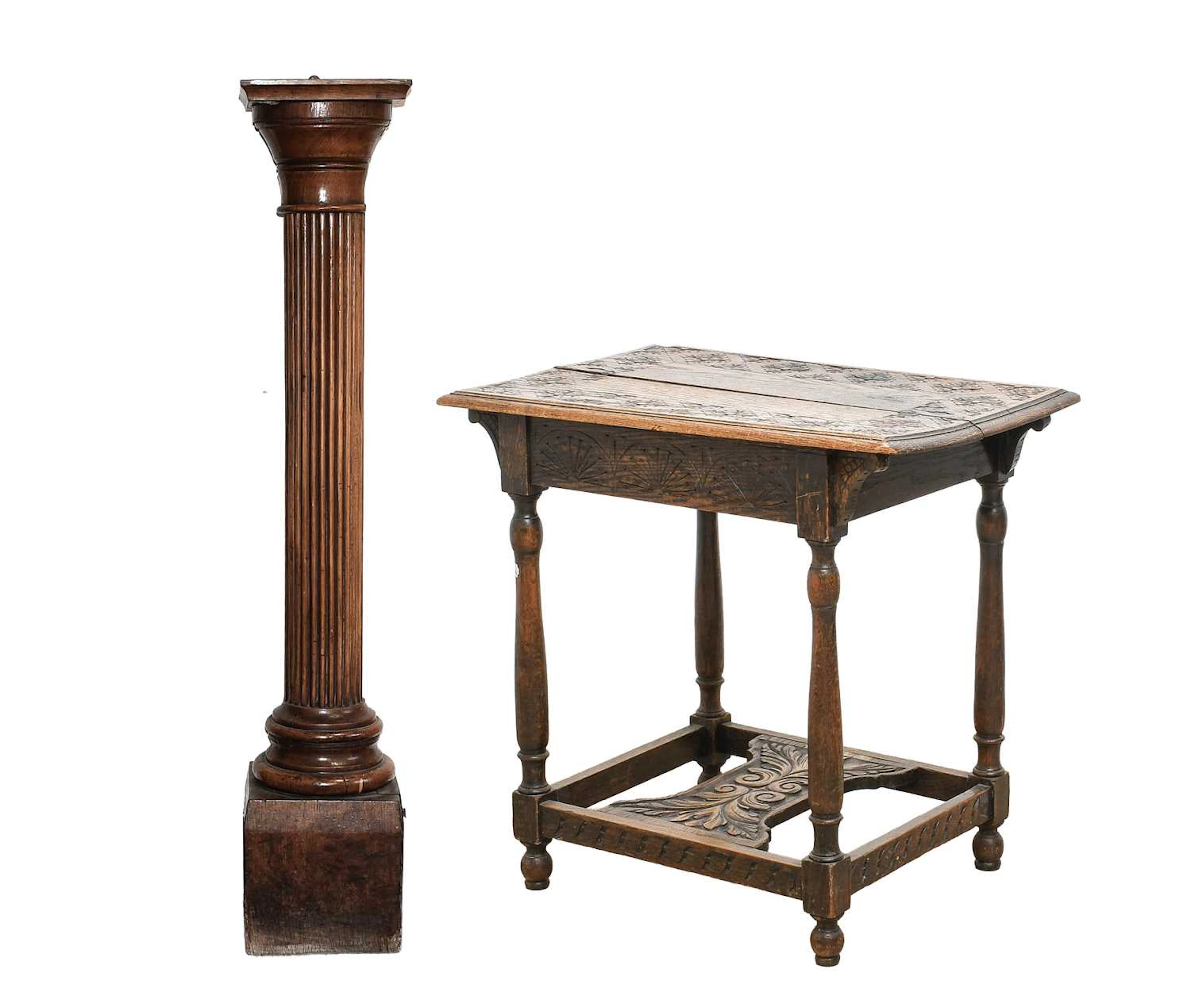 A Victorian Oak Column, late 19th century, th, A Victorian Carved