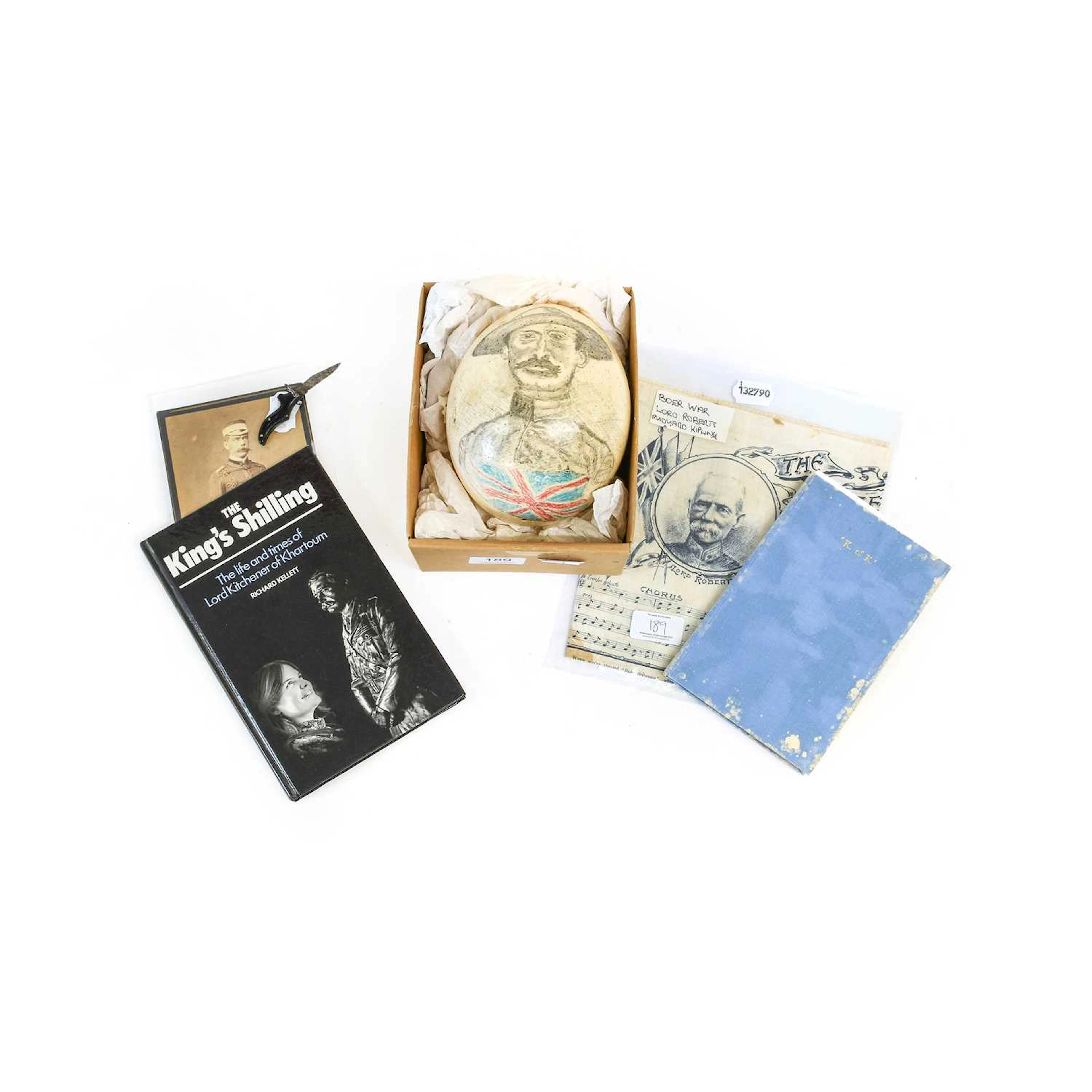 A Boer War Ostrich Egg, Items Relating to Lord Kitchener