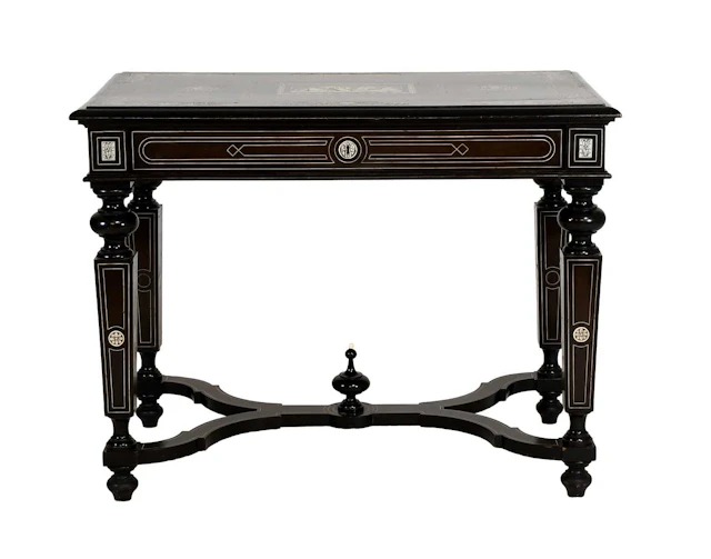 An Italian Macassar Ebony, Ebony, Engraved-Ivory and Marquetry-Inlaid