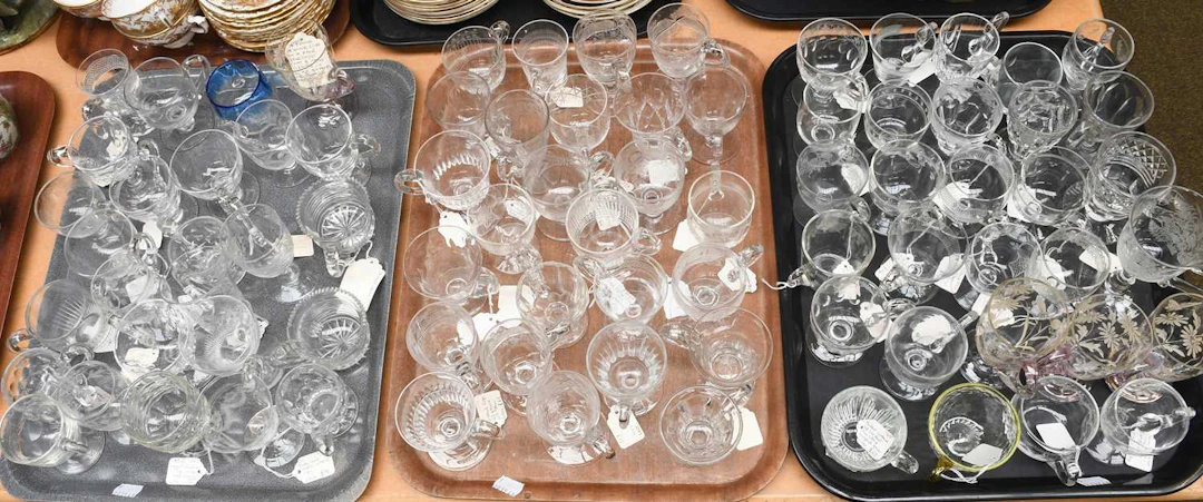 A Collection of Various Glass Custard Cups, Victorian and later