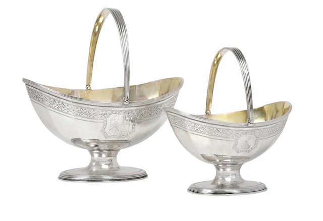 A Graduated Pair of George III Silver Sugar-Baskets by Andrew Fogelberg