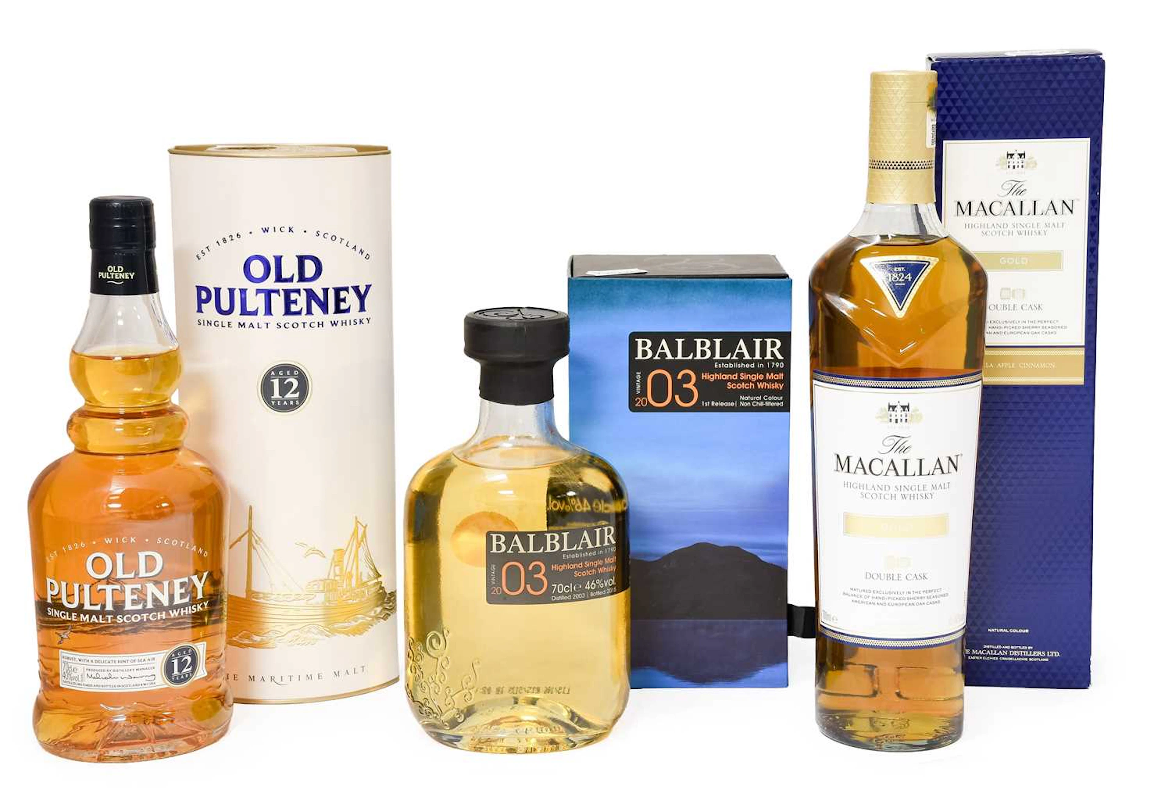 Macallan Gold Highland Single Malt Scotch Whisky, Balblair 2003 Highland
