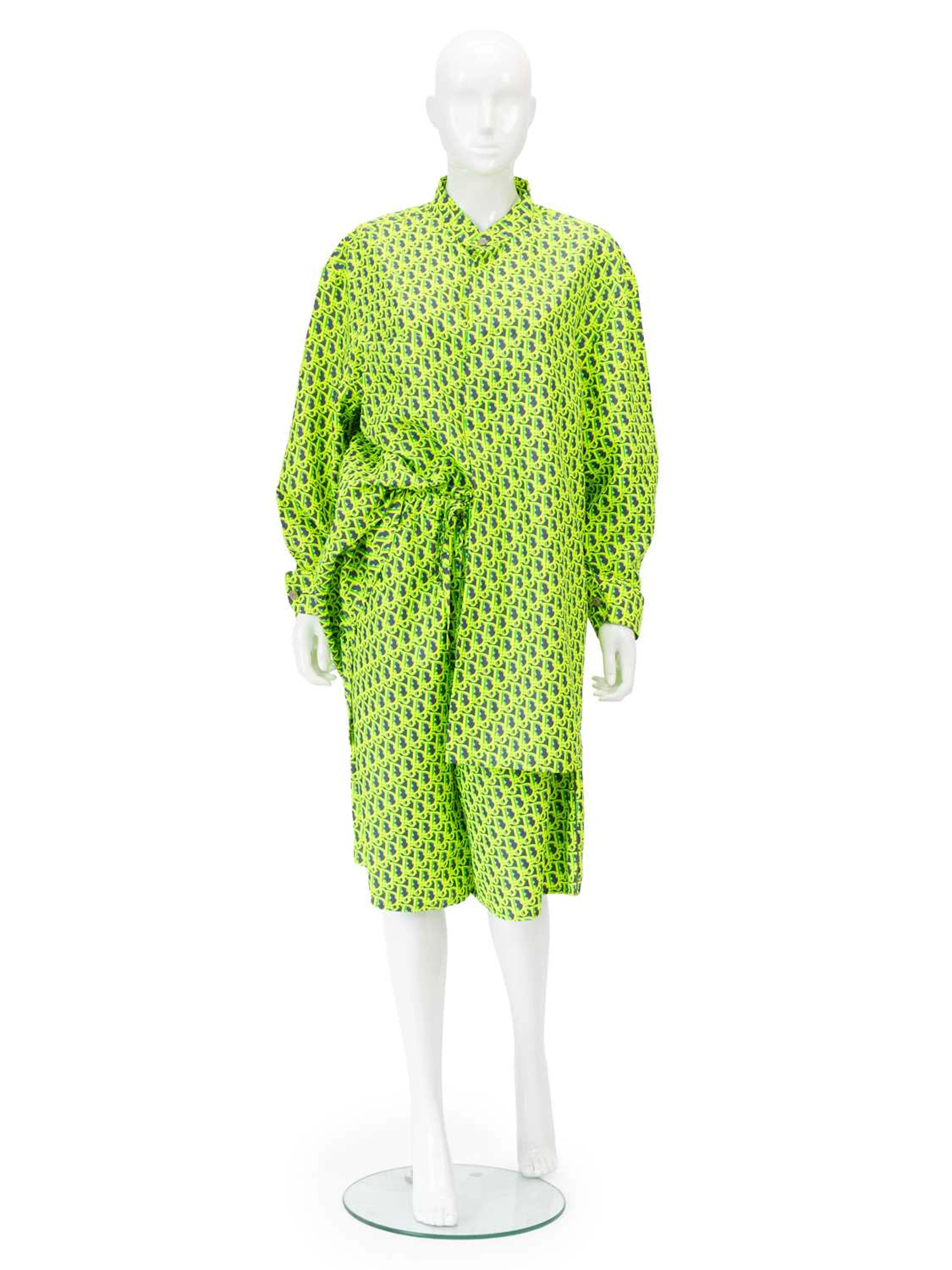 Dior Homme x Lewis Hamilton Neon Green Oblique Silk Oversized Shirt