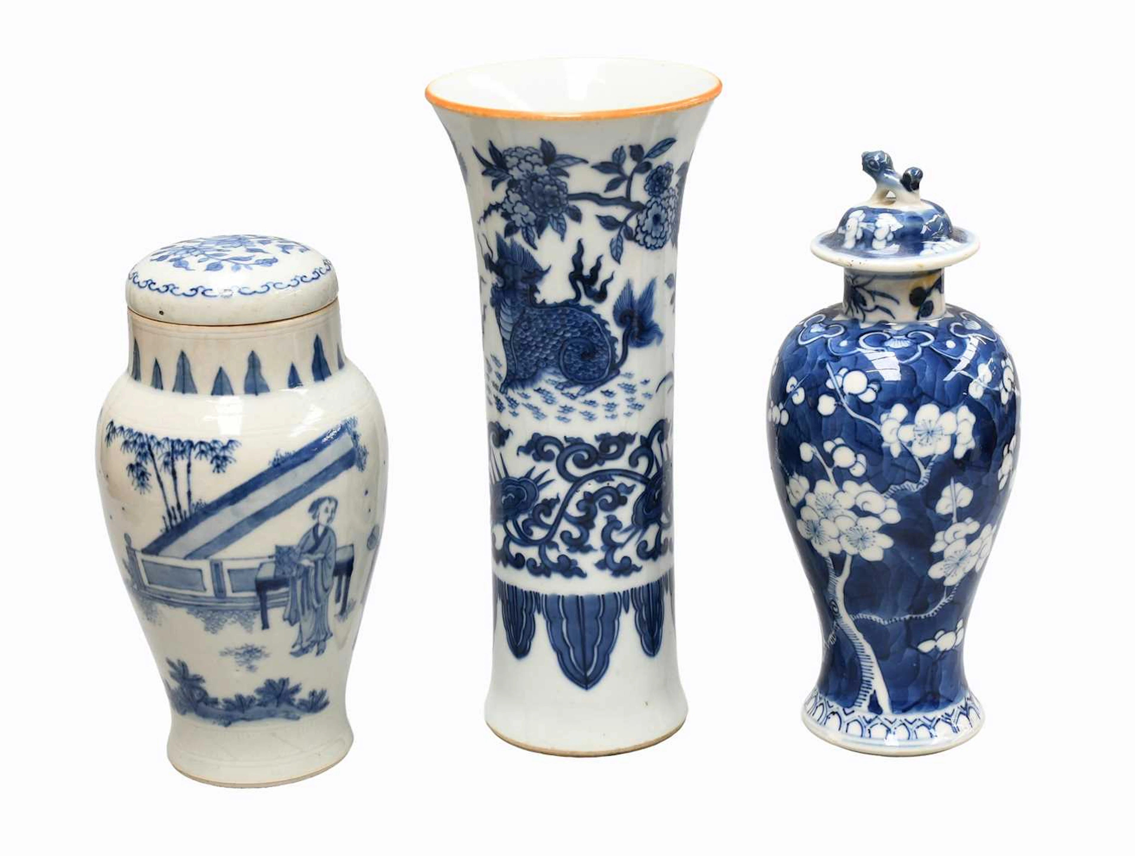 A Chinese Porcelain Vase and Cover, Kangxi reign mark but 19th century