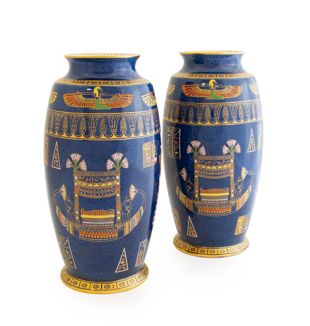 A Pair of Art Deco Wiltshaw & Robinson Ltd Carlton Ware Tutankhamun