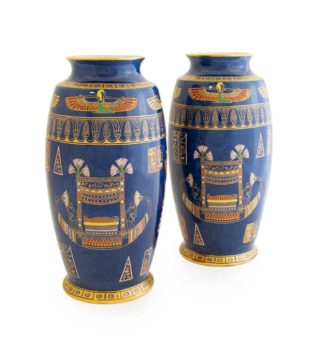 A Pair of Art Deco Wiltshaw & Robinson Ltd Carlton Ware Tutankhamun