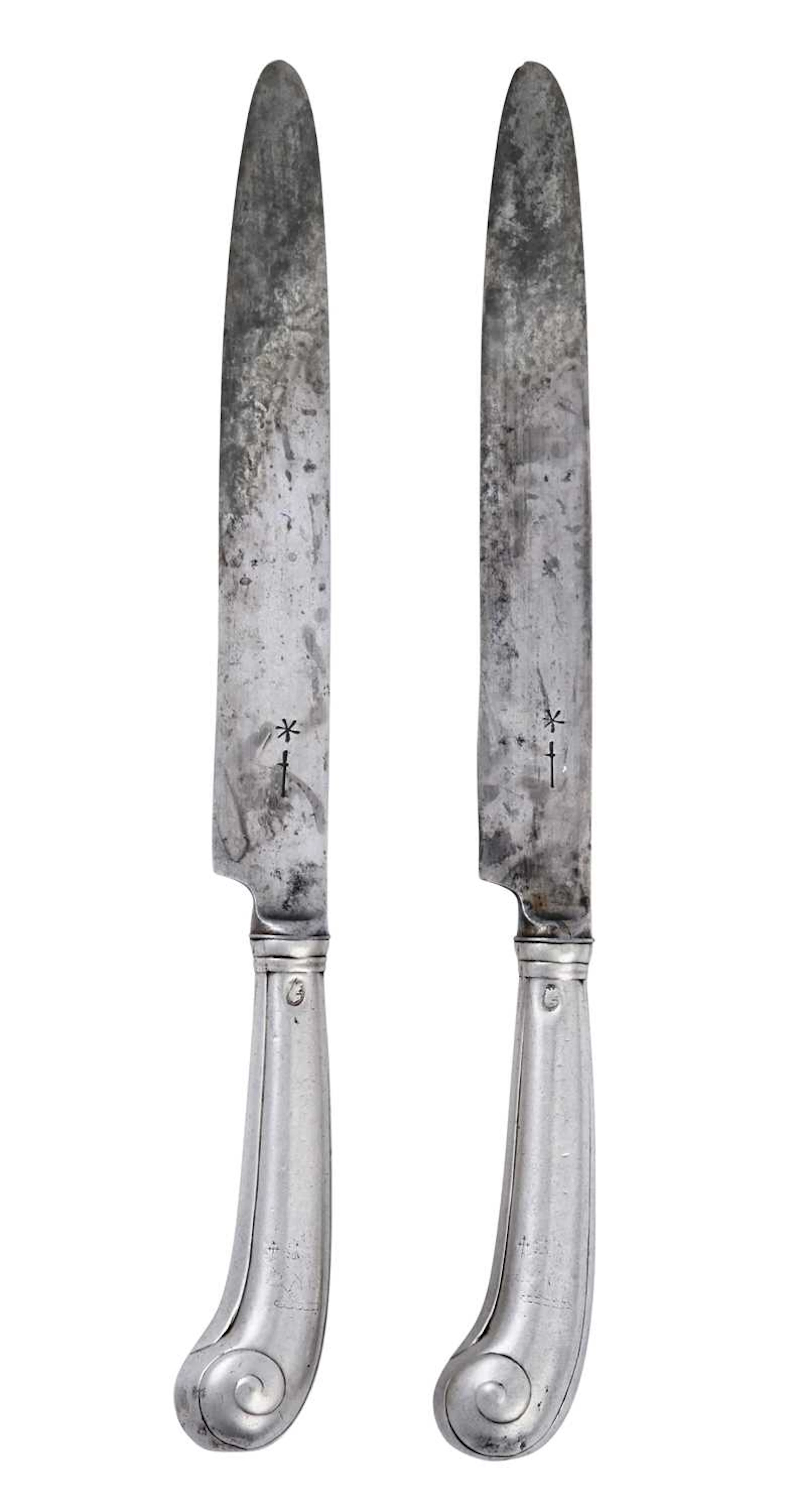 A Set of Twelve George I or George II Silver-Mounted Table-Knives