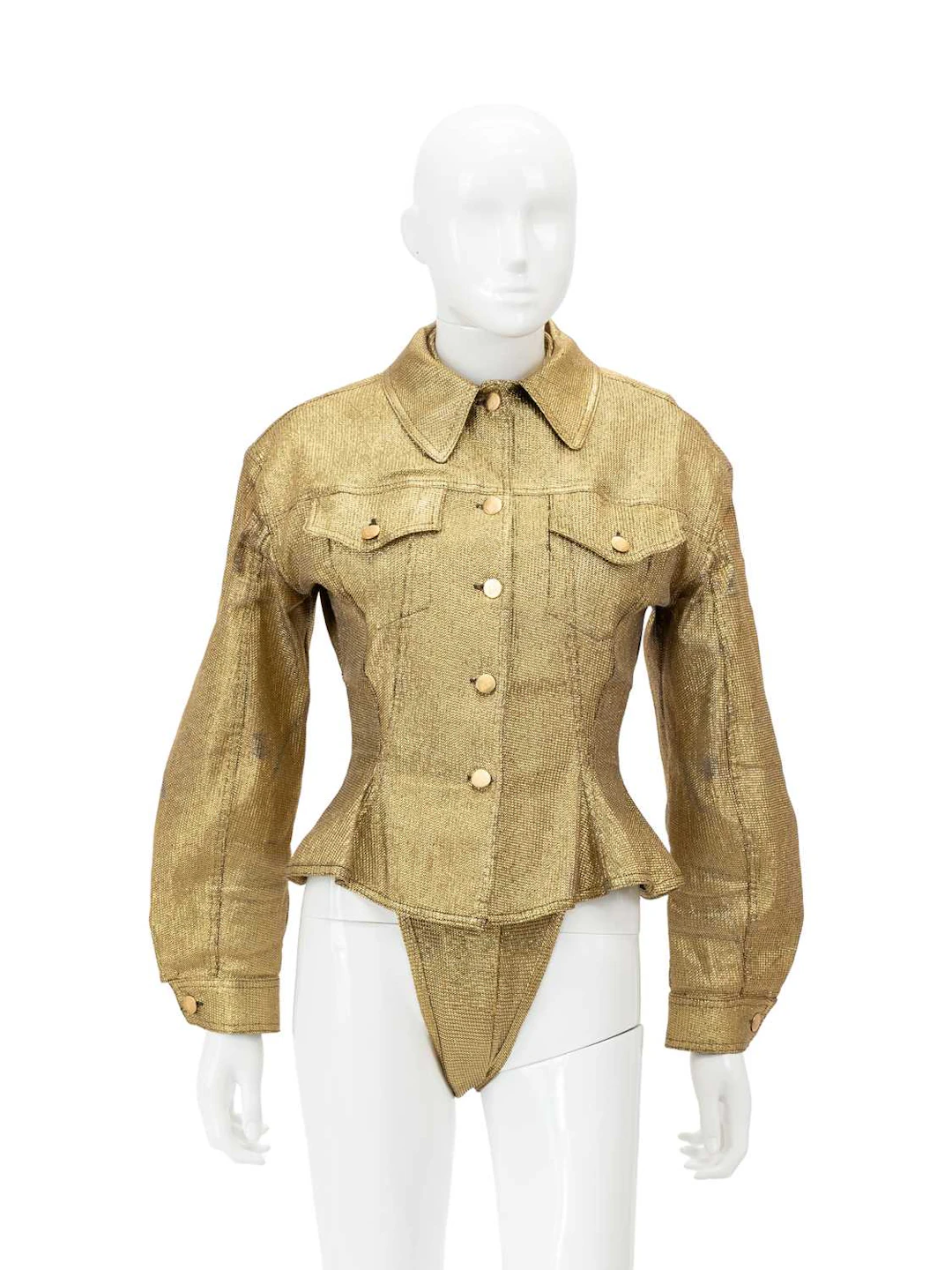 Junior Gaultier Gold Lamé High Cut Bodysuit, by Jean Paul Gaultier