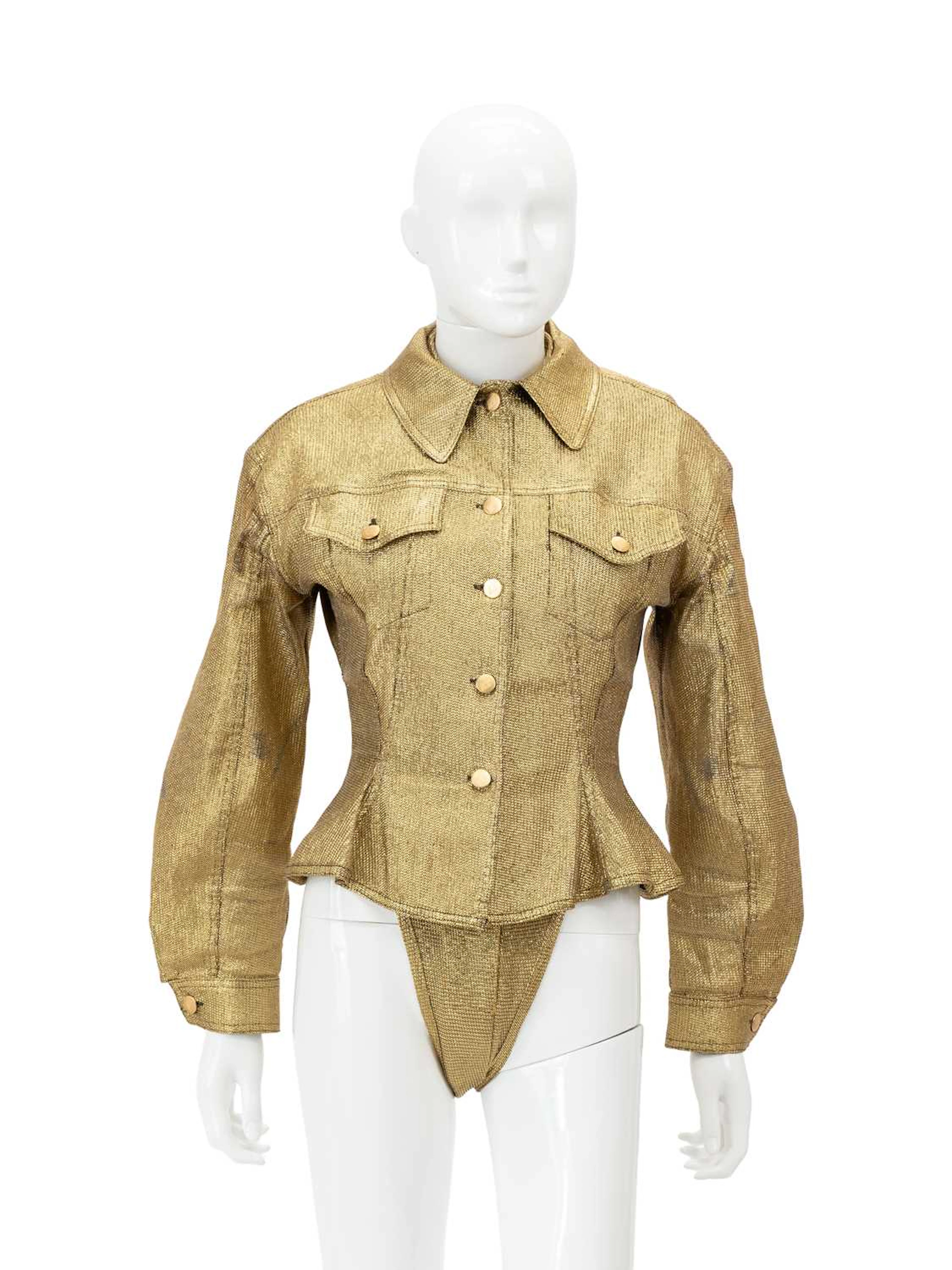 Junior Gaultier Gold Lamé High Cut Bodysuit, by Jean Paul Gaultier