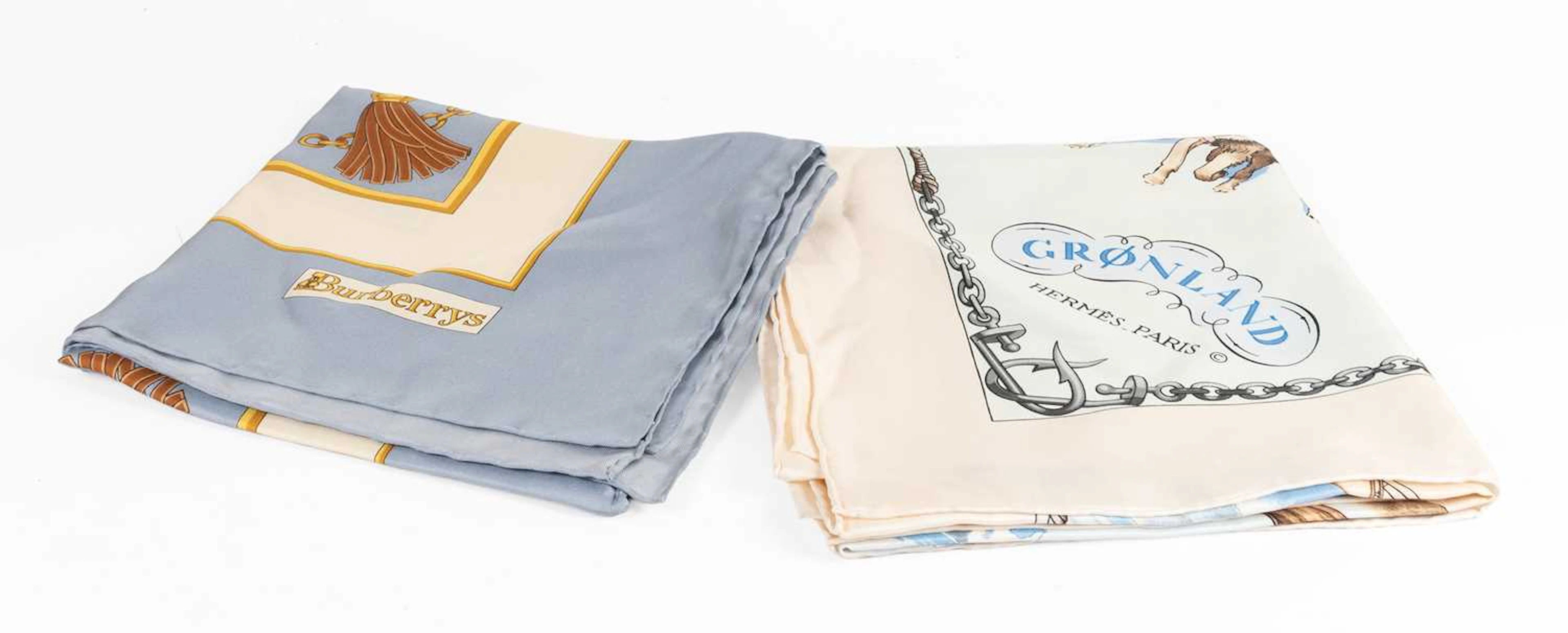 A Hermes Silk Scarf, Grønland designed by Philippe Ledoux, Burberrys Silk Scarf