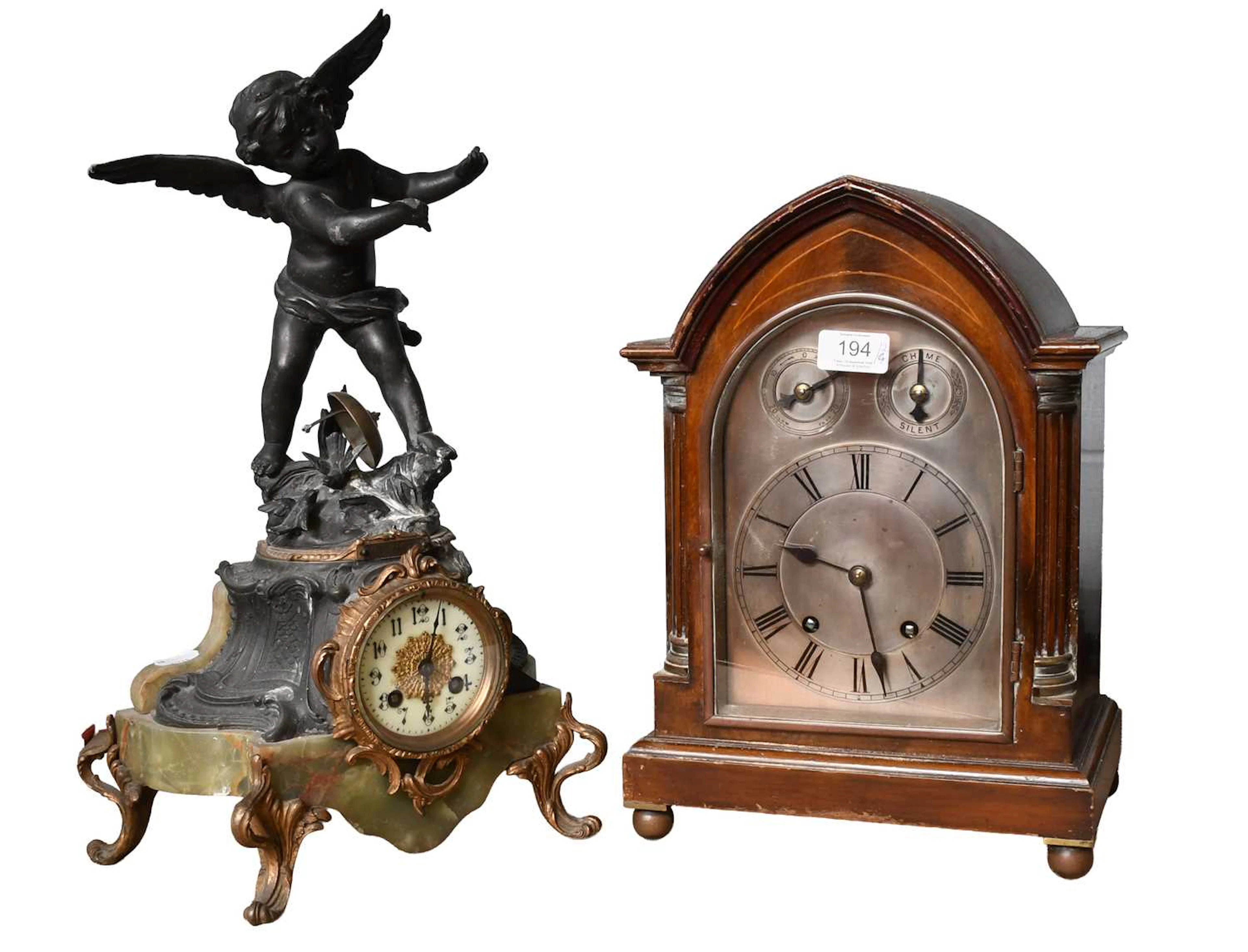 A Mahogany Quarter Striking Mantel Clock, circa 1890