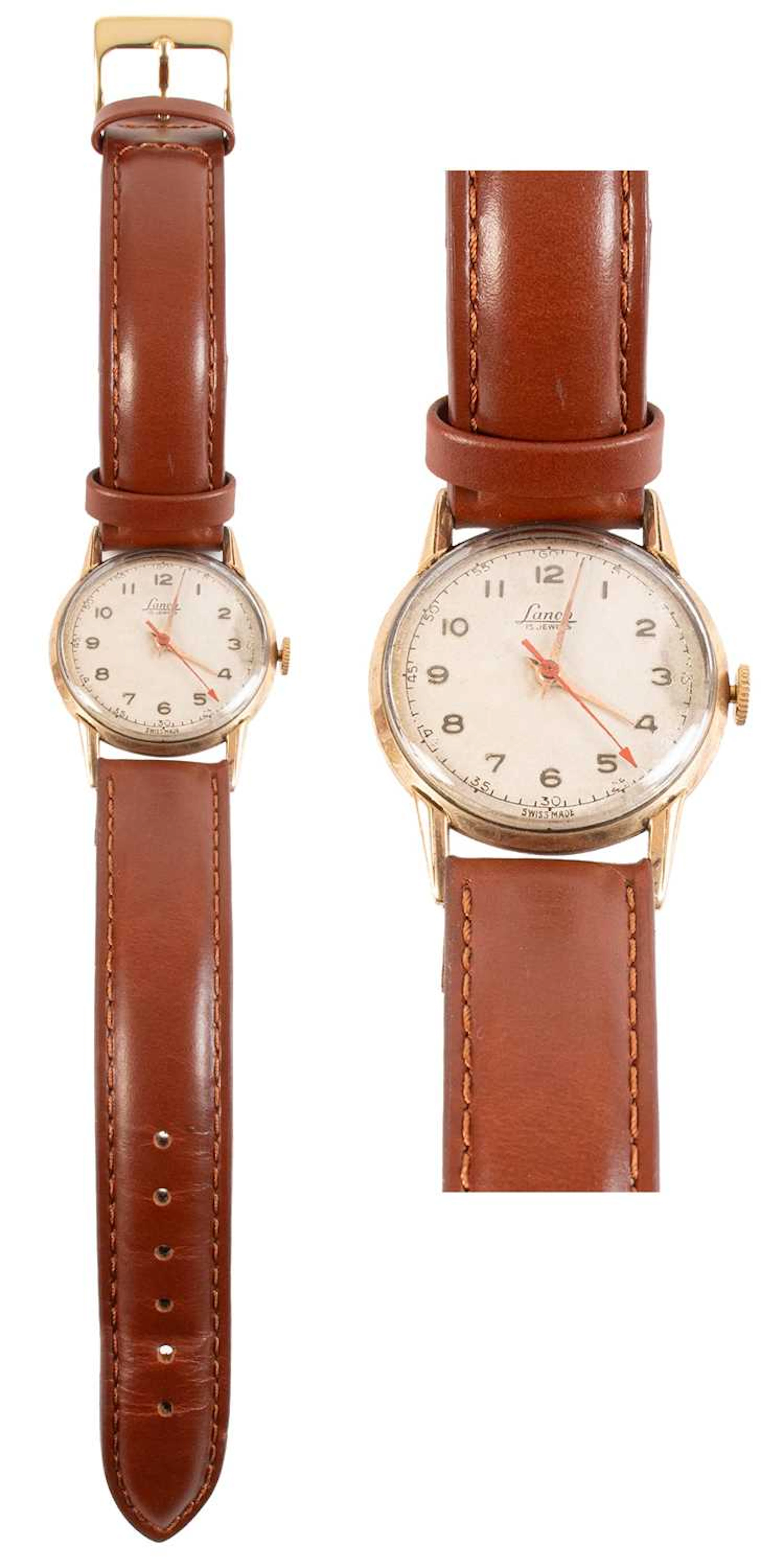 A 9 Carat Gold Centre Seconds Wristwatch, signed Lanco, 1958