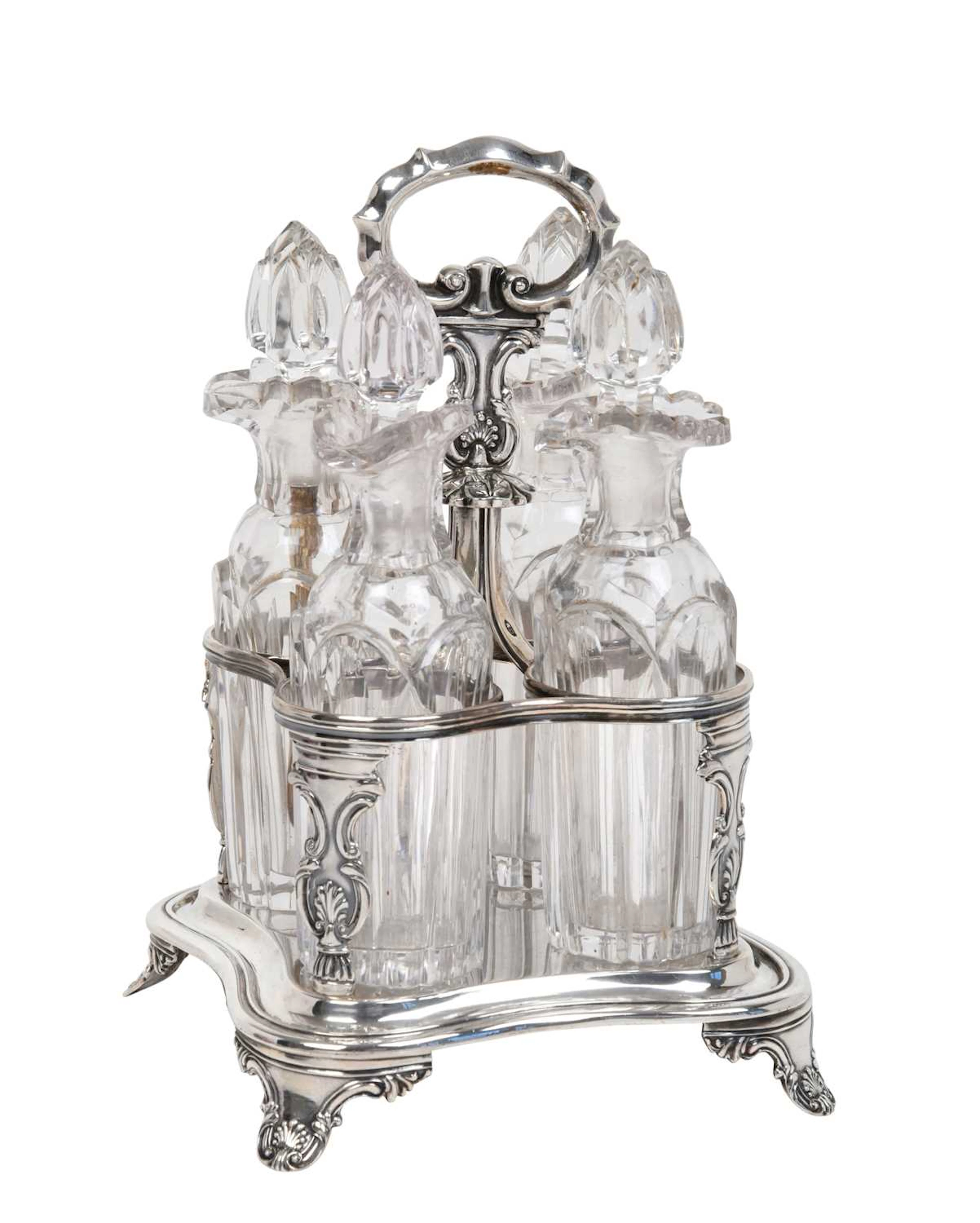 A William IV Silver and Cut-Glass Condiment-Set by Charles Fox, London
